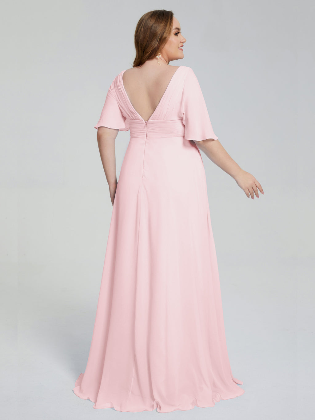 Daniela Sweep Train Plus Size Bridesmaid Dresses with Sleeves