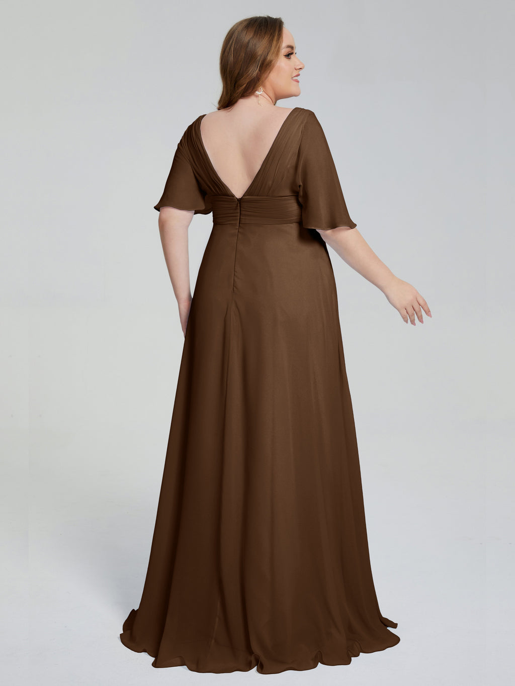 Daniela Sweep Train Plus Size Bridesmaid Dresses with Sleeves