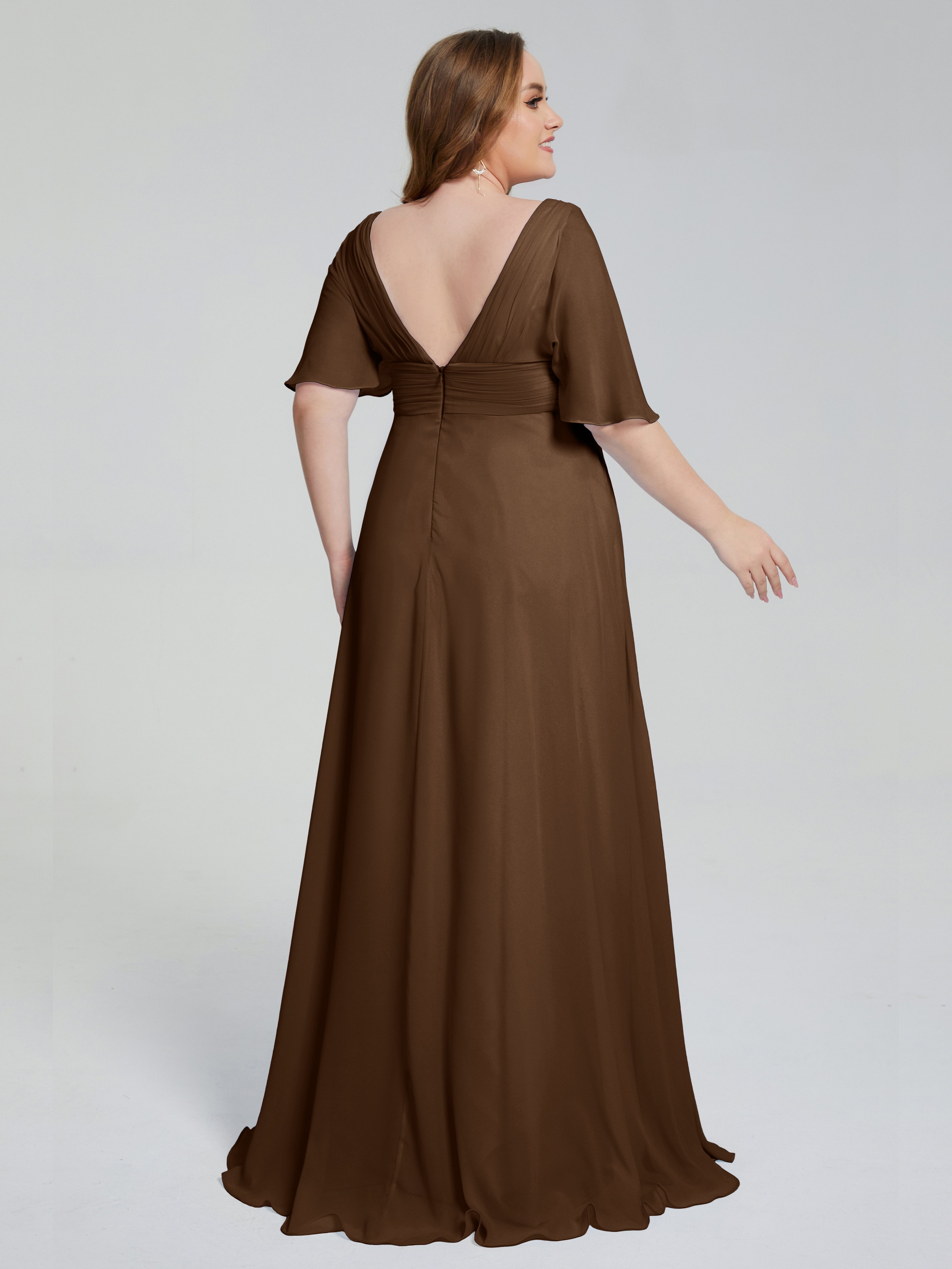 Daniela Sweep Train Plus Size Bridesmaid Dresses with Sleeves