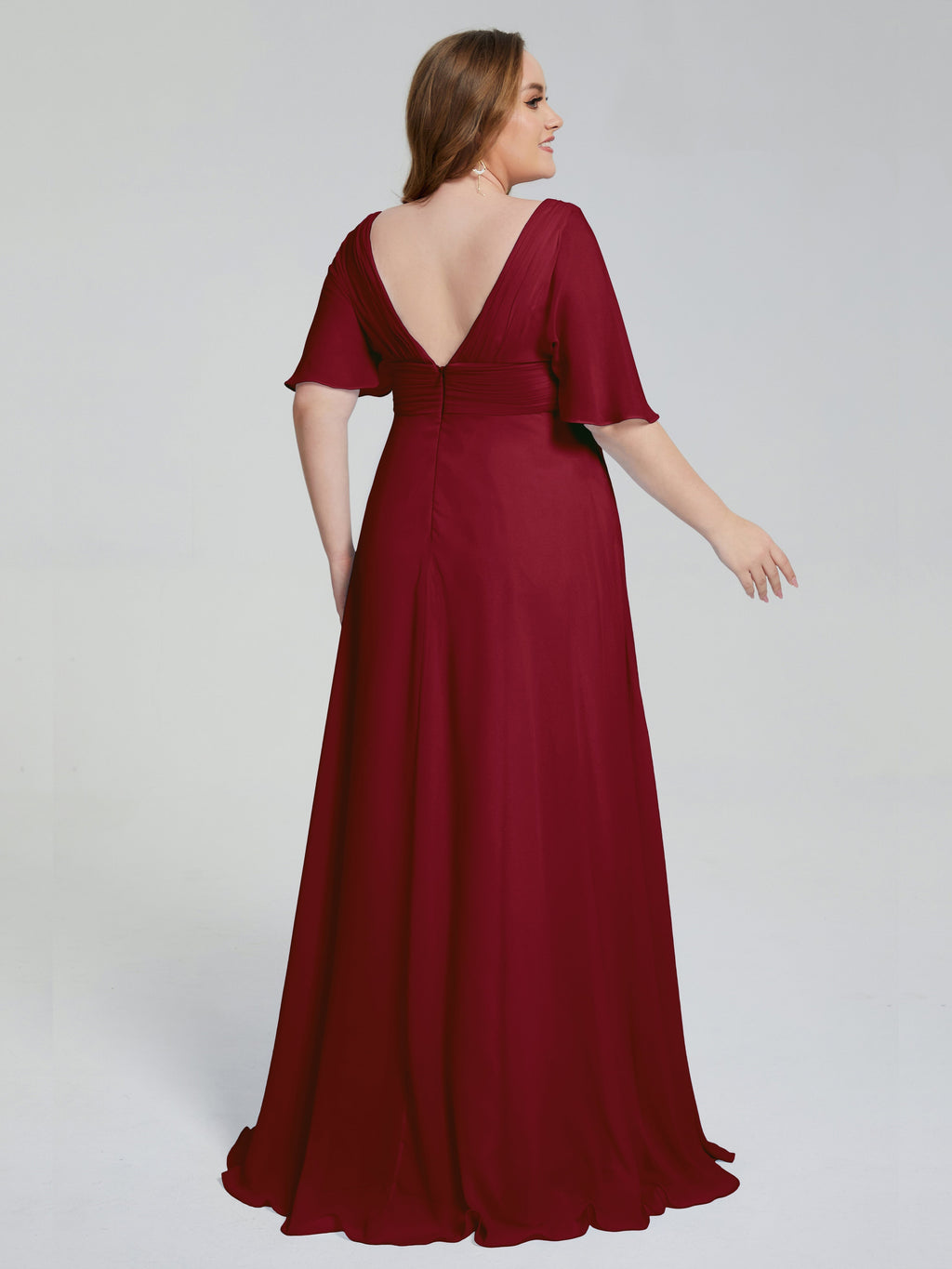 Daniela Sweep Train Plus Size Bridesmaid Dresses with Sleeves