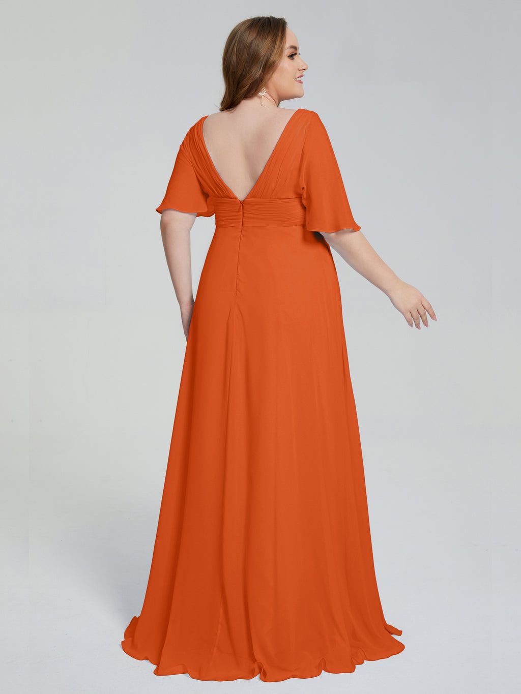 Daniela Sweep Train Plus Size Bridesmaid Dresses with Sleeves
