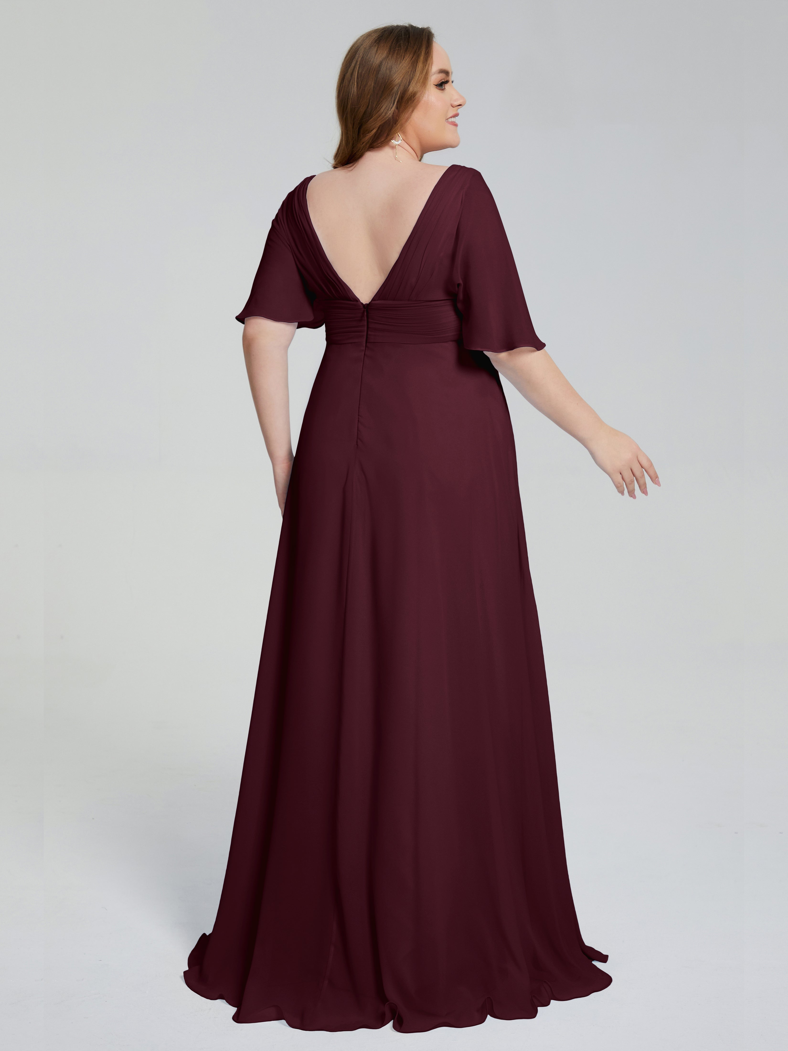Daniela Sweep Train Plus Size Bridesmaid Dresses with Sleeves