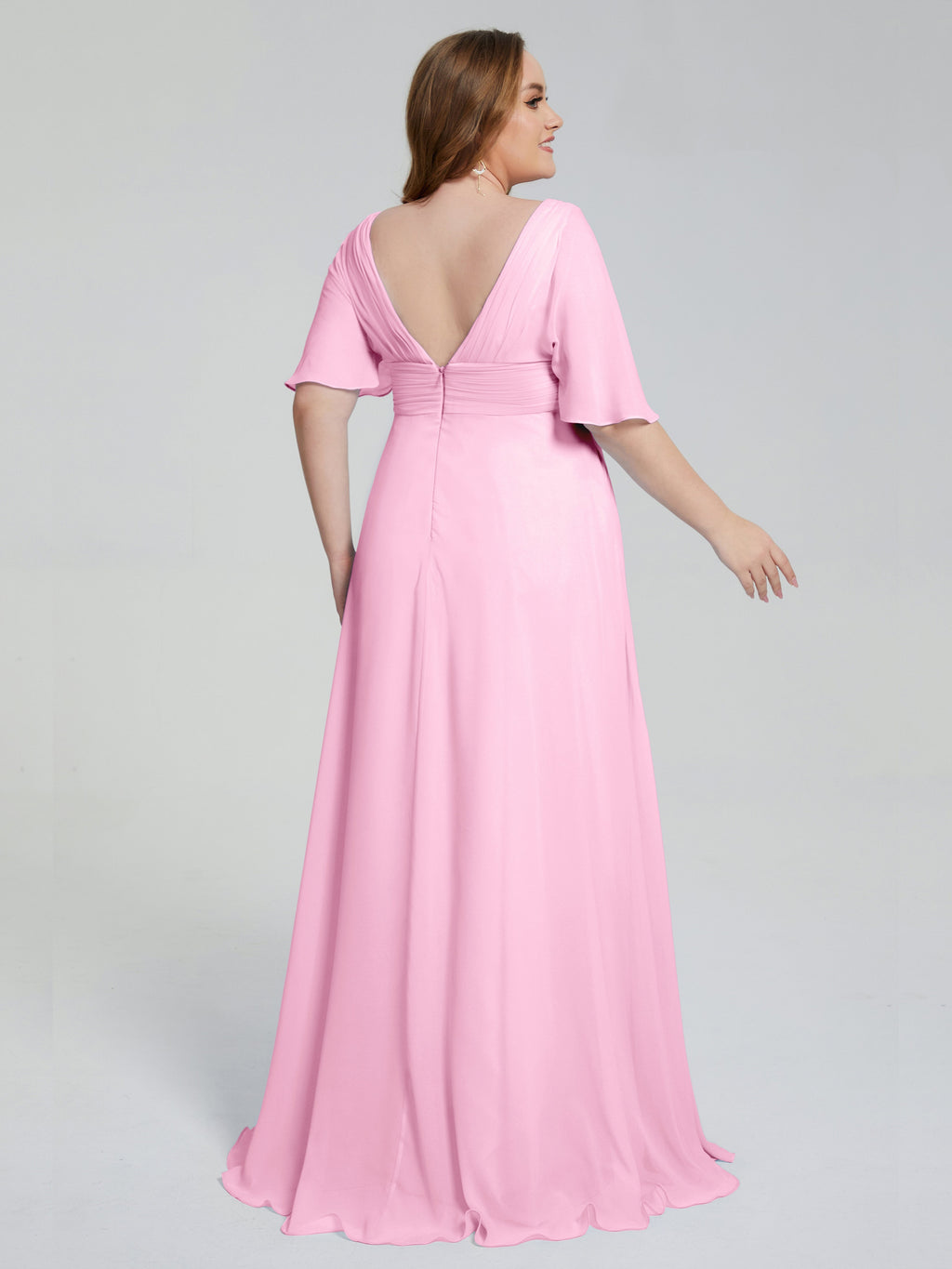 Daniela Sweep Train Plus Size Bridesmaid Dresses with Sleeves
