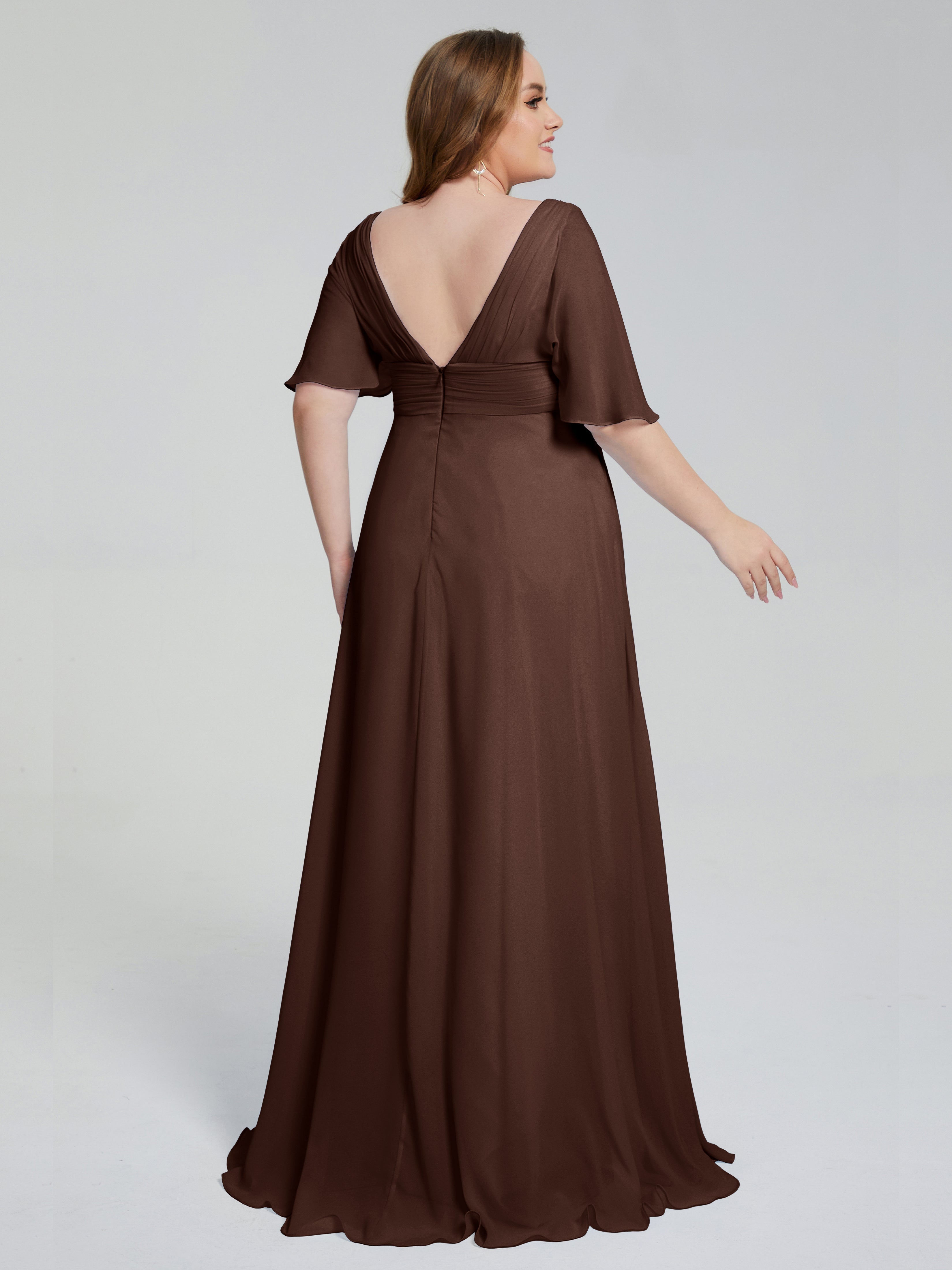 Daniela Sweep Train Plus Size Bridesmaid Dresses with Sleeves