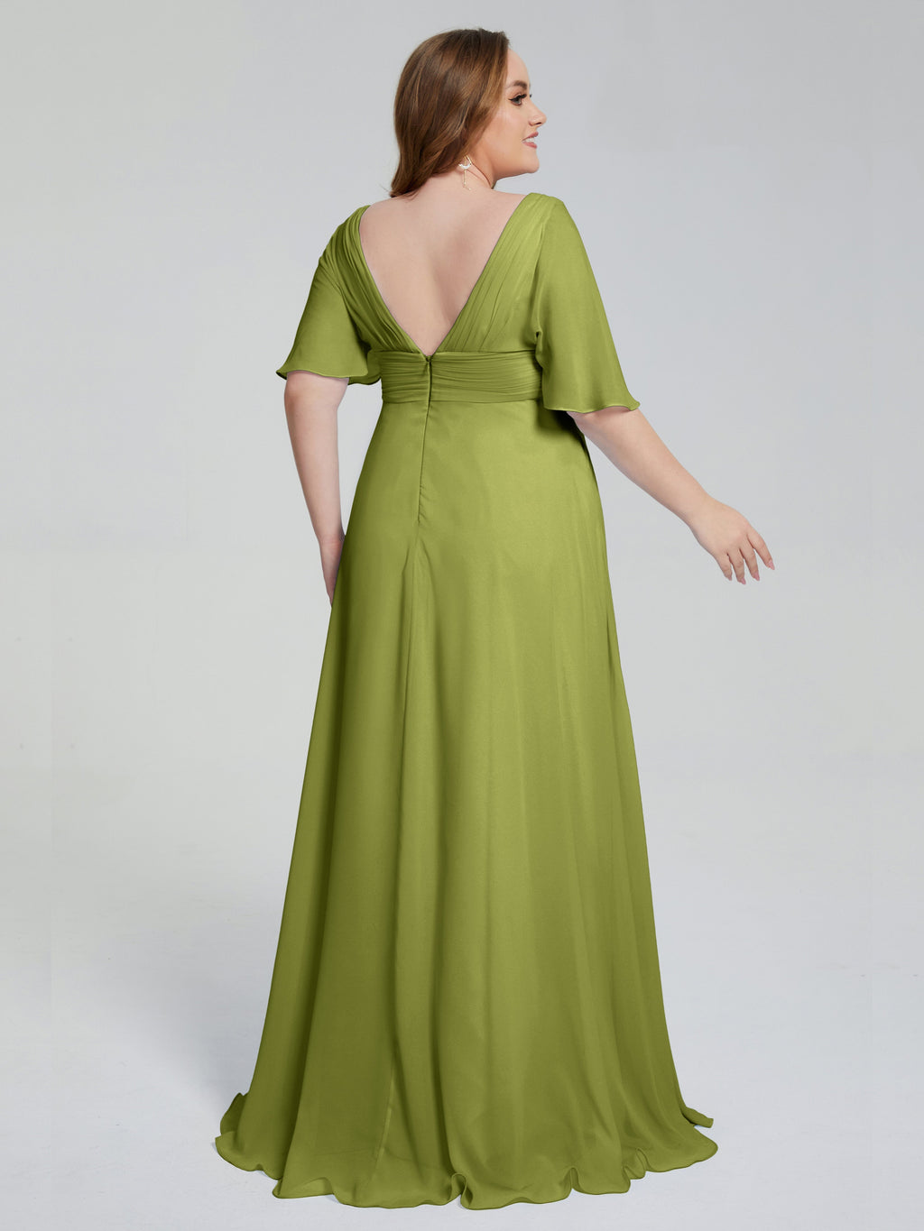 Daniela Sweep Train Plus Size Bridesmaid Dresses with Sleeves