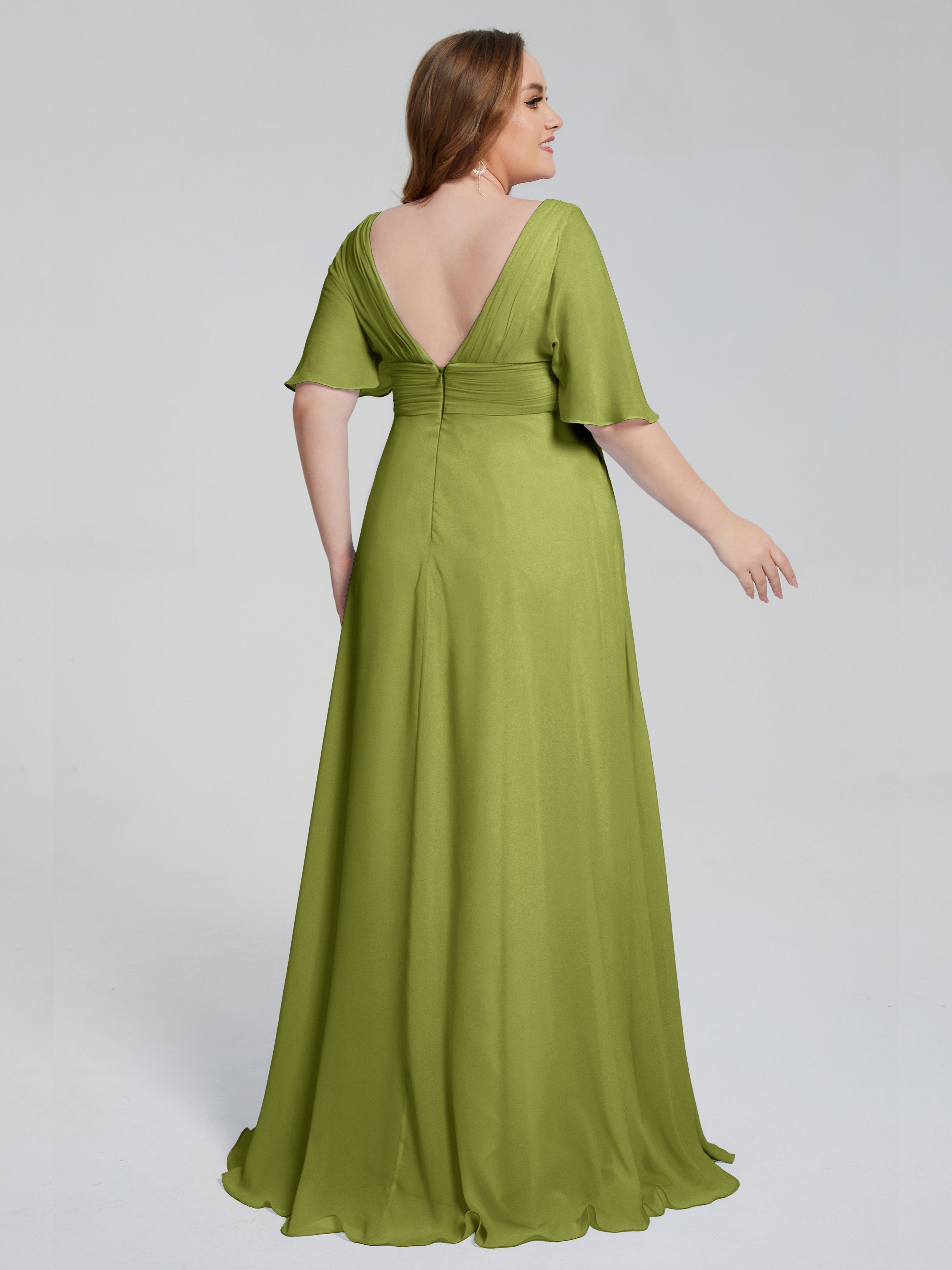 Daniela Sweep Train Plus Size Bridesmaid Dresses with Sleeves
