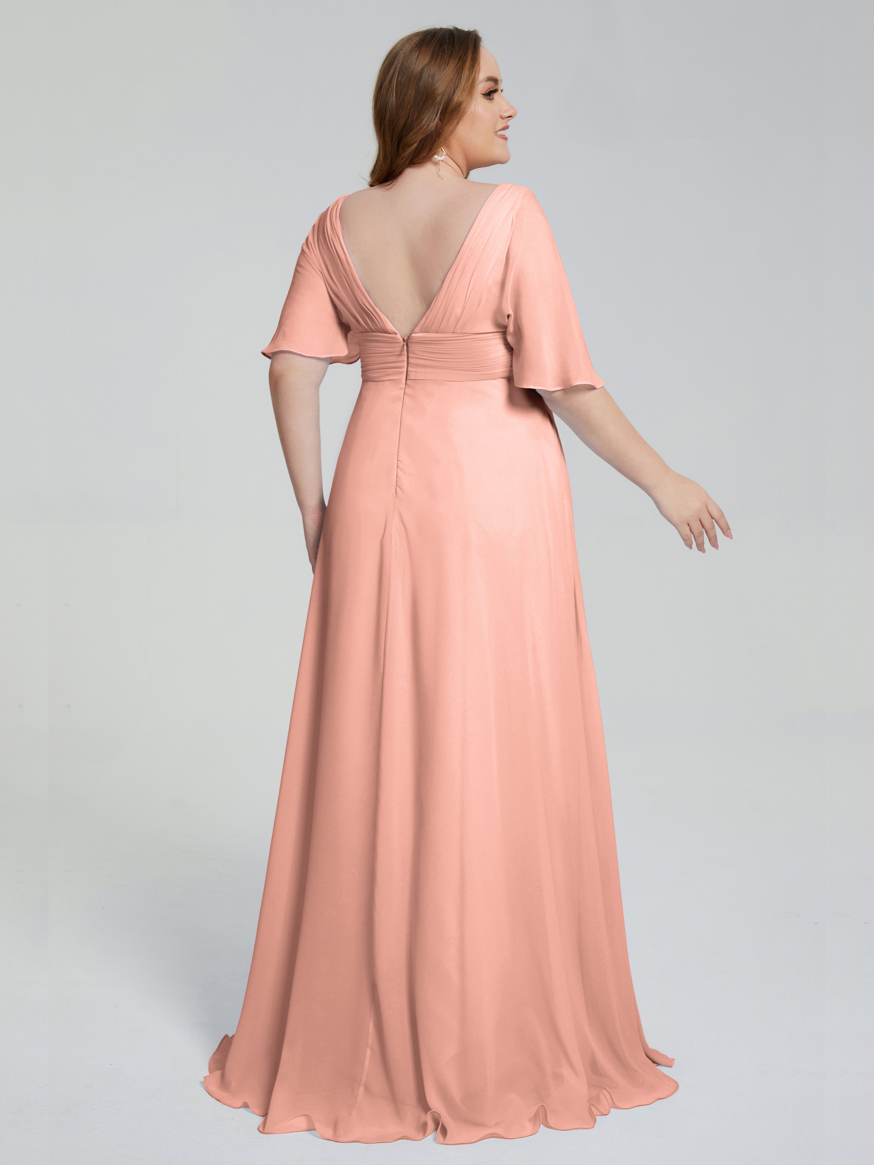 Daniela Sweep Train Plus Size Bridesmaid Dresses with Sleeves