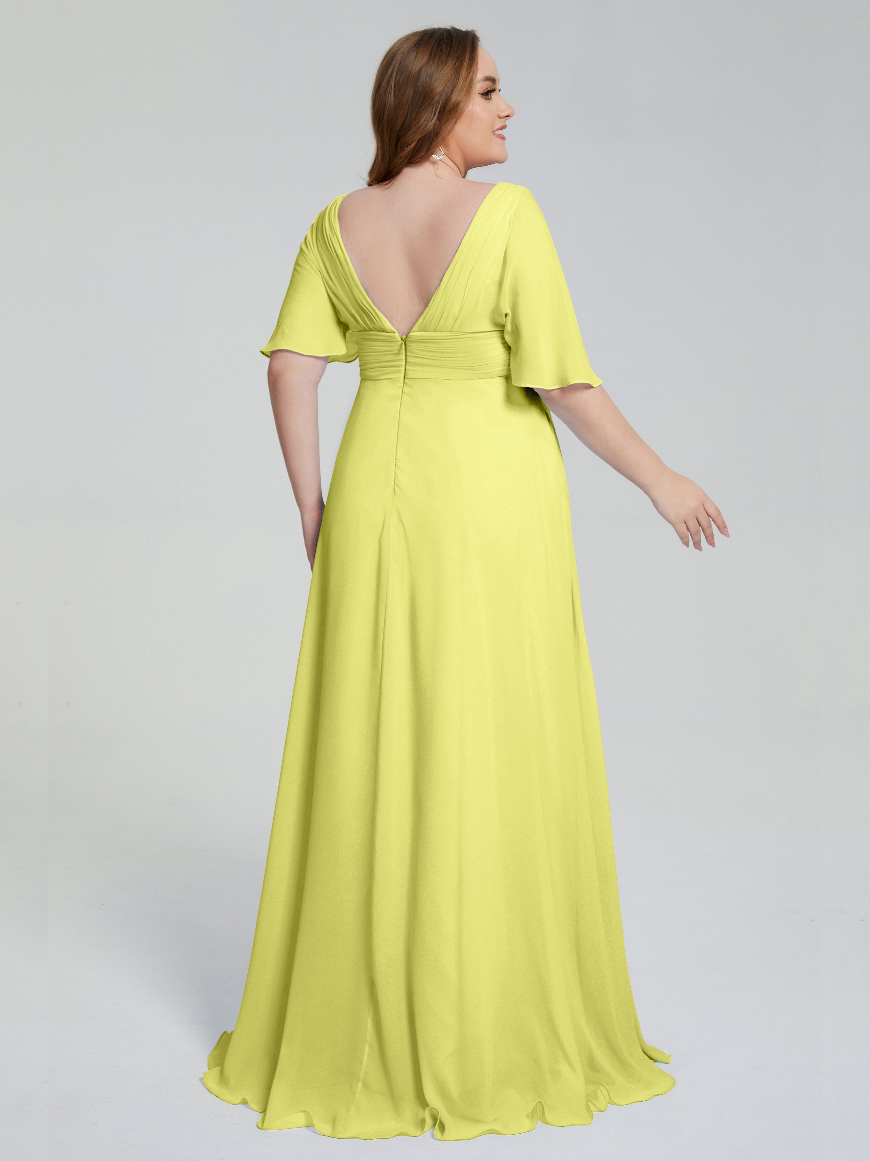 Daniela Sweep Train Plus Size Bridesmaid Dresses with Sleeves