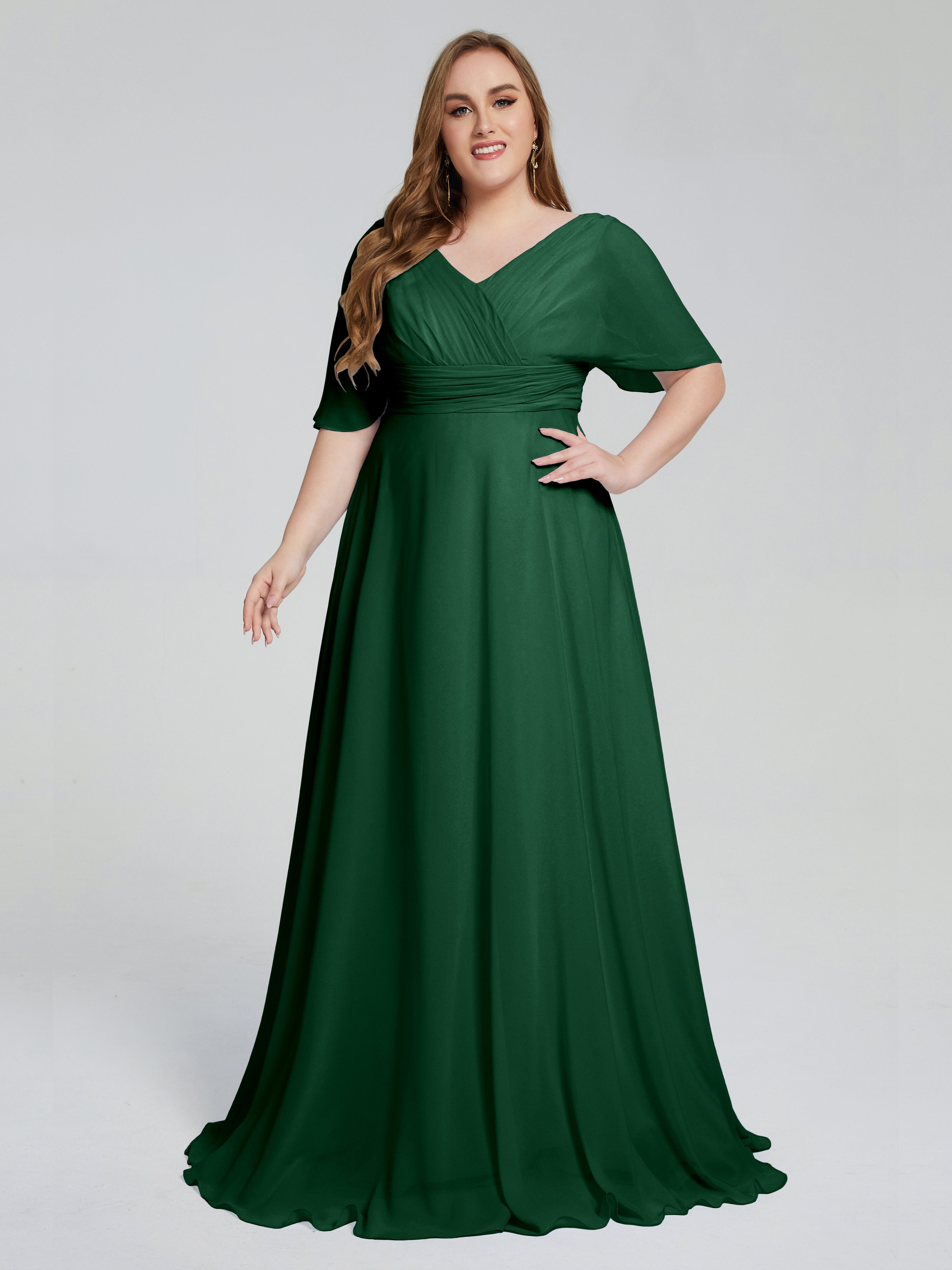 Daniela Sweep Train Plus Size Bridesmaid Dresses with Sleeves