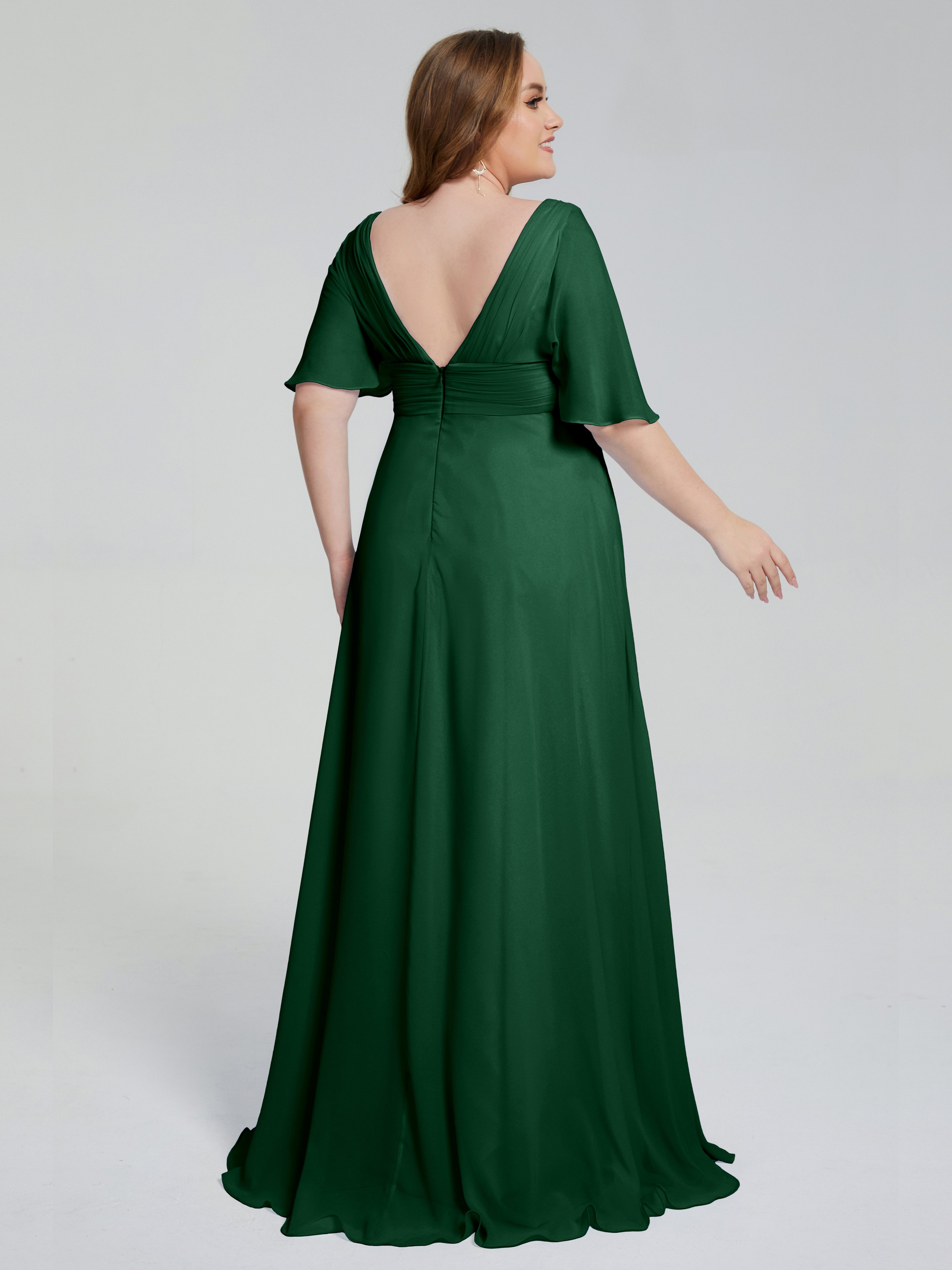 Daniela Sweep Train Plus Size Bridesmaid Dresses with Sleeves