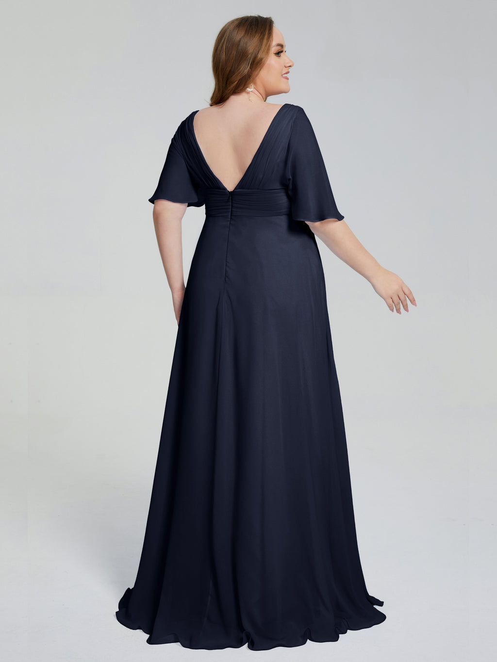 Daniela Sweep Train Plus Size Bridesmaid Dresses with Sleeves
