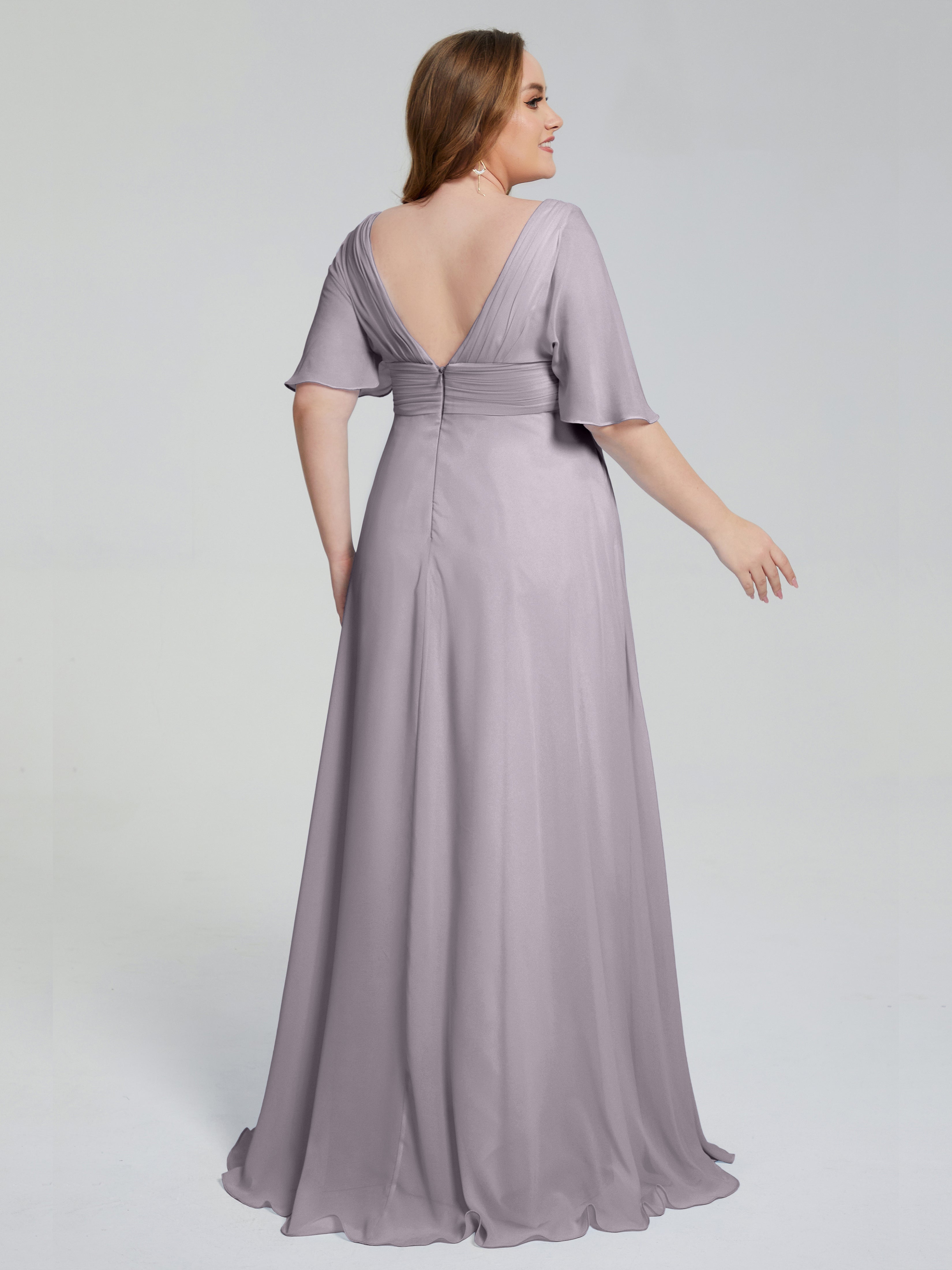 Daniela Sweep Train Plus Size Bridesmaid Dresses with Sleeves