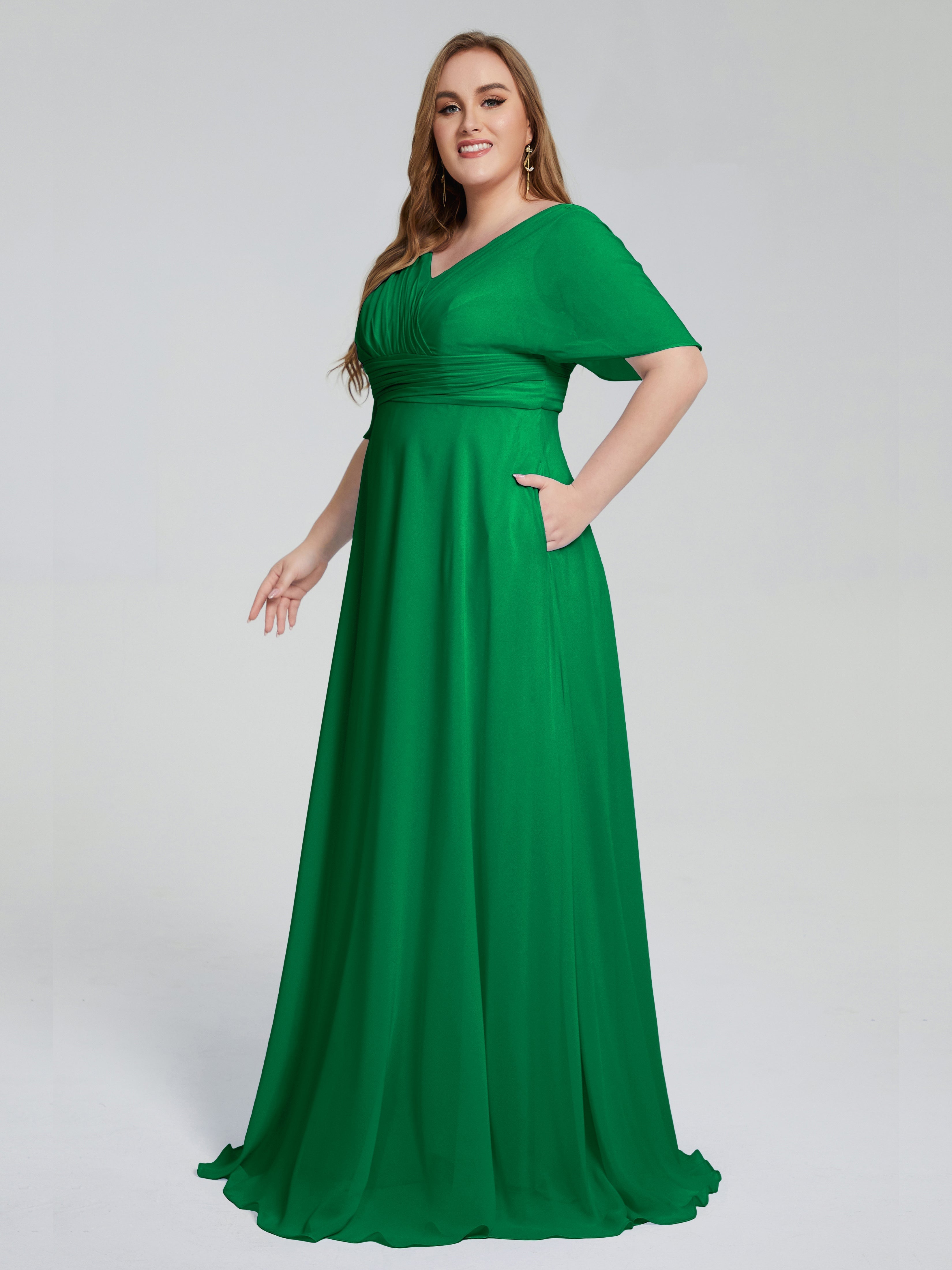 Daniela Sweep Train Plus Size Bridesmaid Dresses with Sleeves