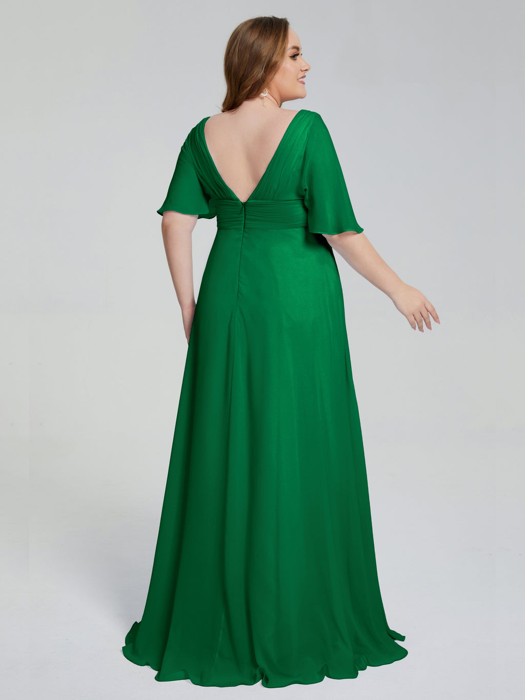 Daniela Sweep Train Plus Size Bridesmaid Dresses with Sleeves
