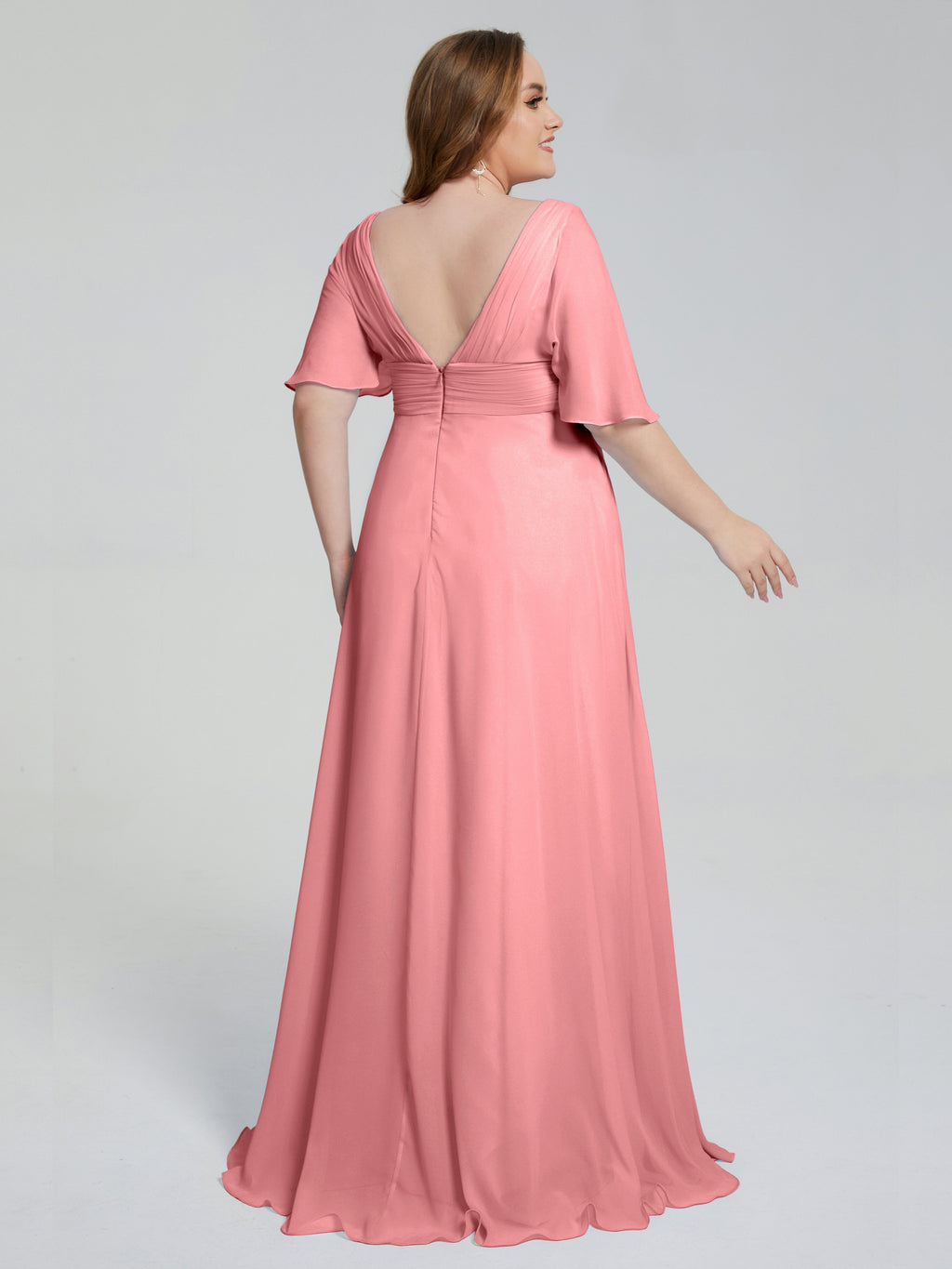 Daniela Sweep Train Plus Size Bridesmaid Dresses with Sleeves