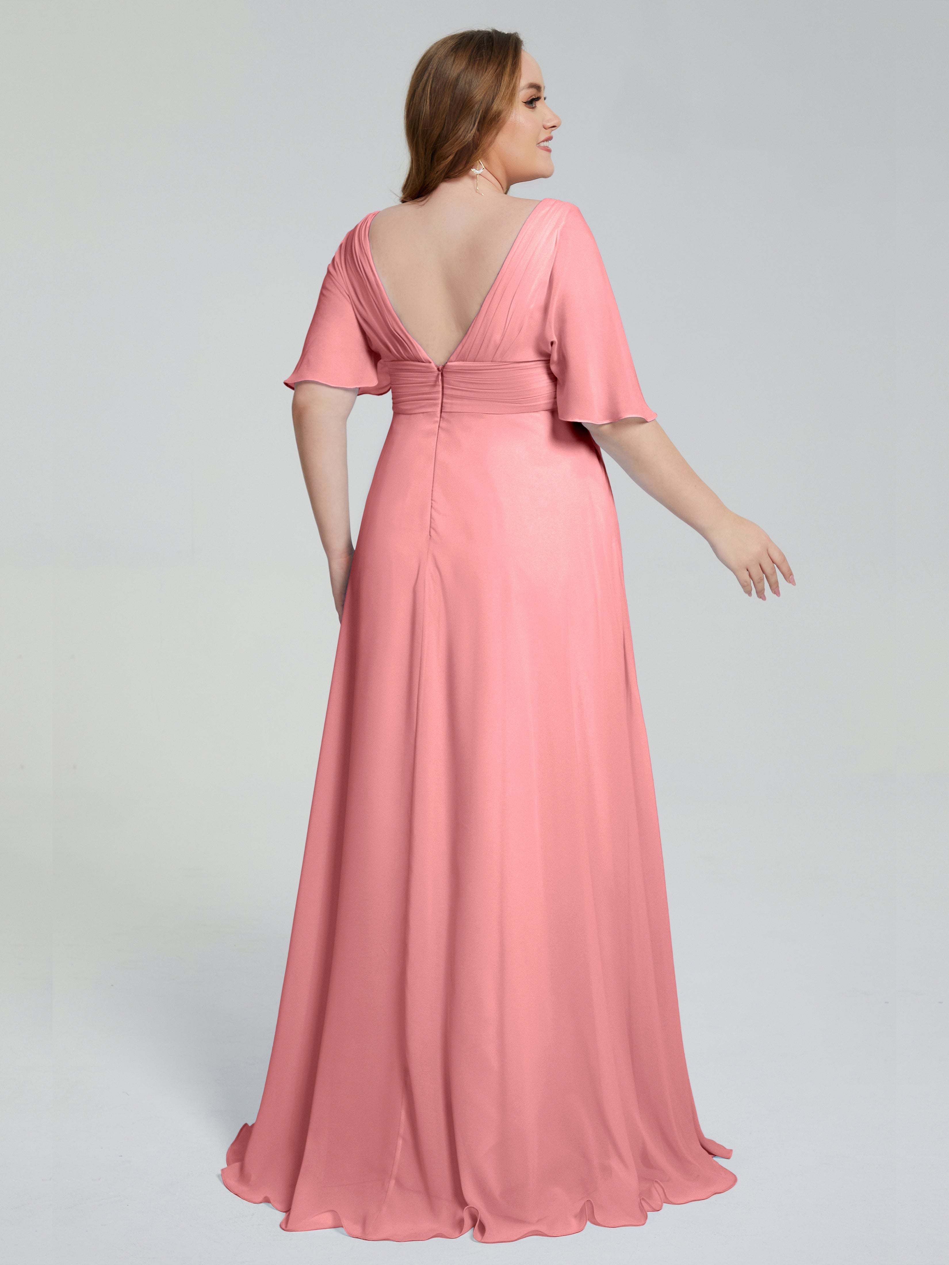 Daniela Sweep Train Plus Size Bridesmaid Dresses with Sleeves