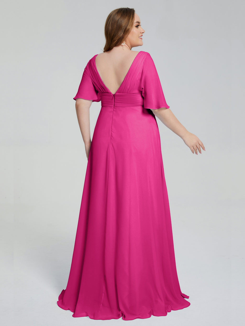 Daniela Sweep Train Plus Size Bridesmaid Dresses with Sleeves