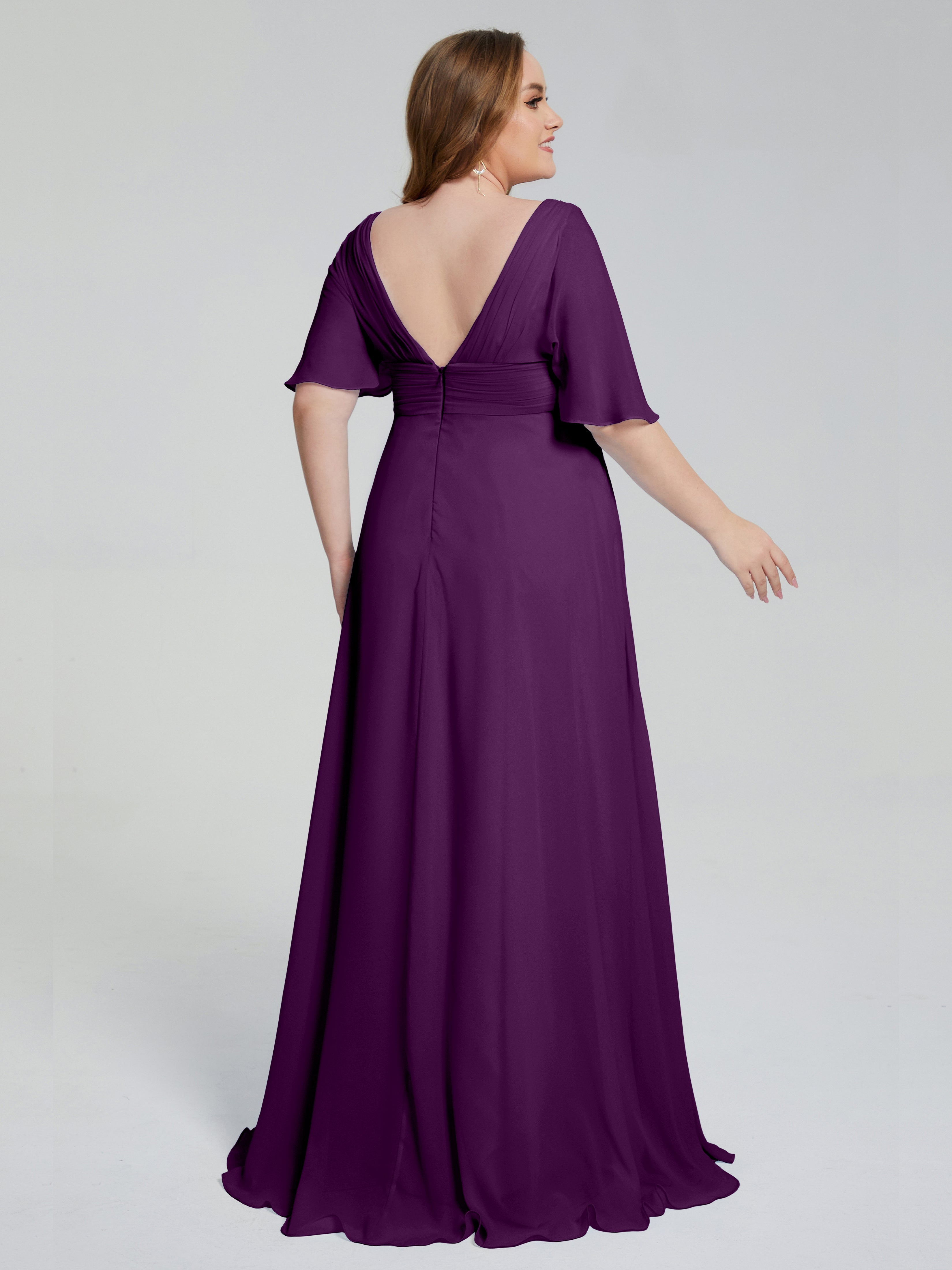 Daniela Sweep Train Plus Size Bridesmaid Dresses with Sleeves