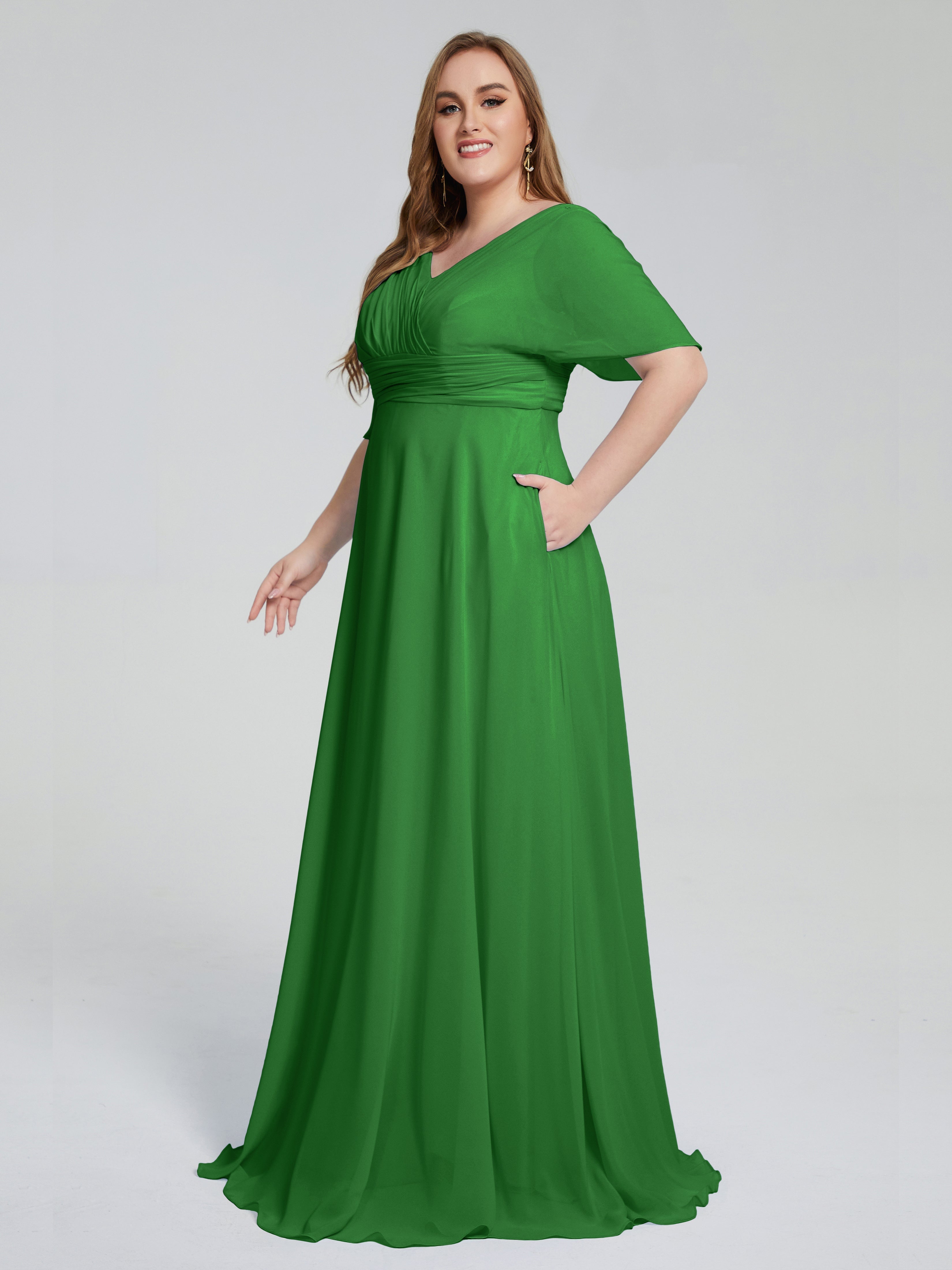 Daniela Sweep Train Plus Size Bridesmaid Dresses with Sleeves