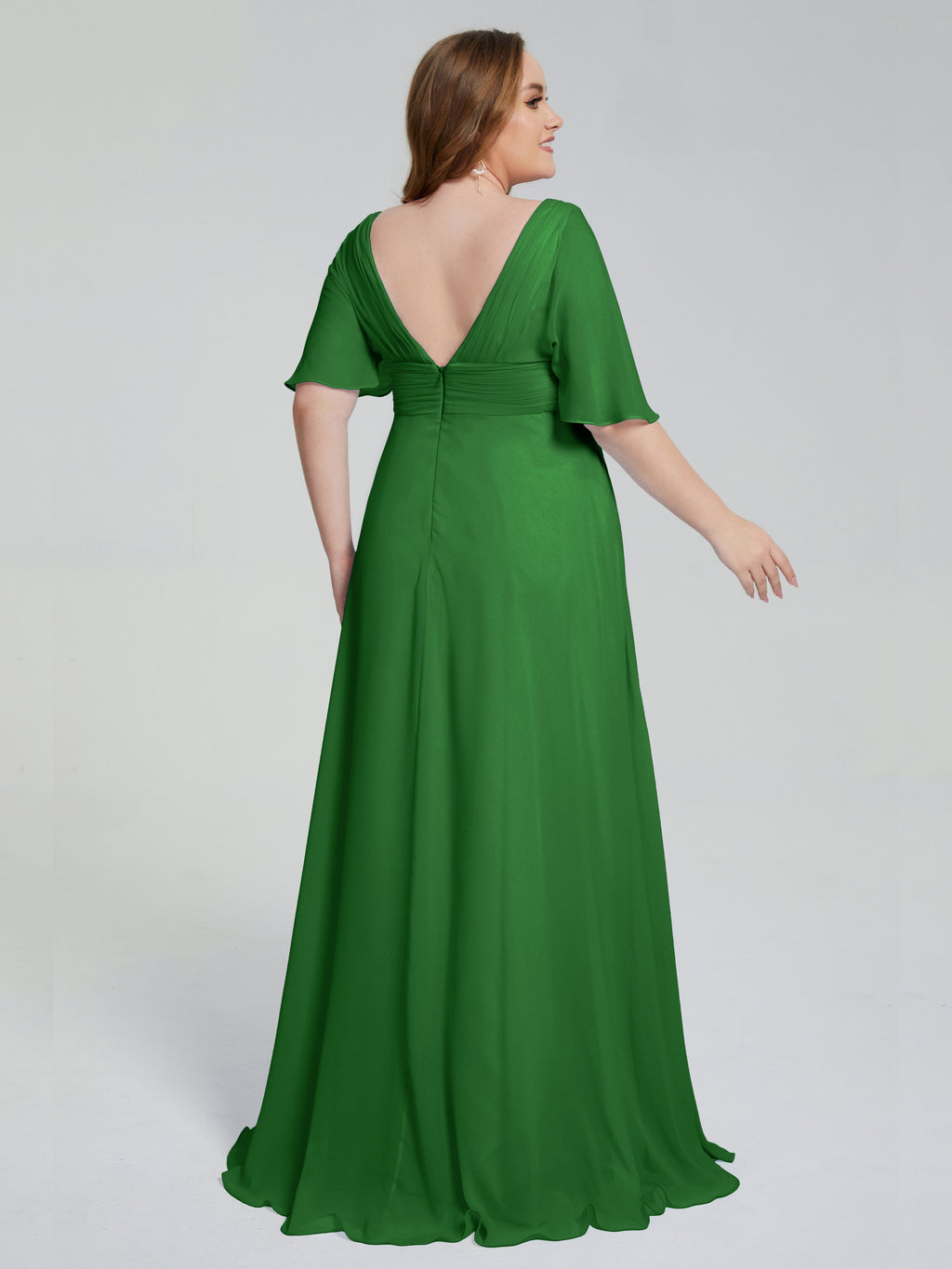 Daniela Sweep Train Plus Size Bridesmaid Dresses with Sleeves