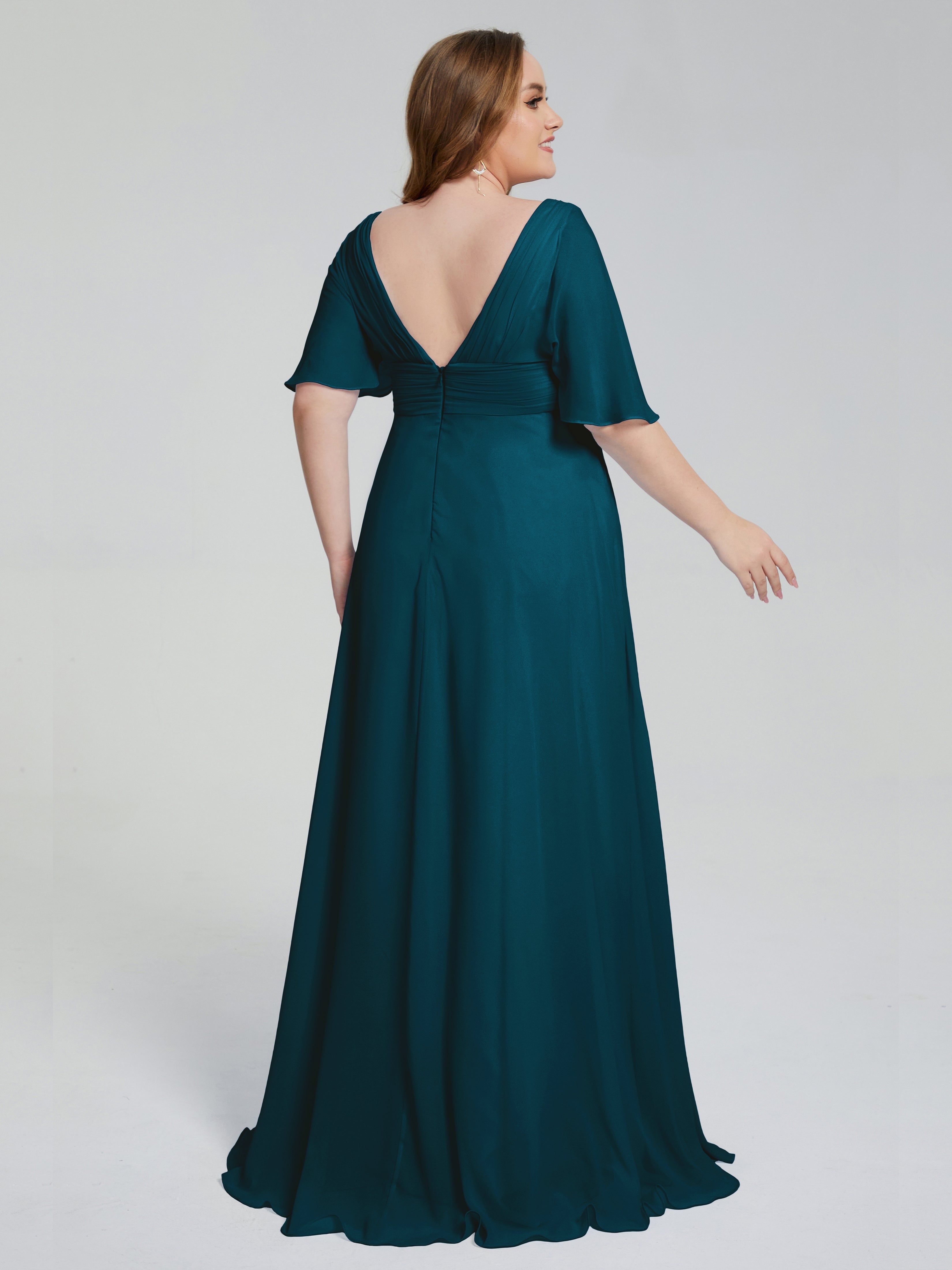 Daniela Sweep Train Plus Size Bridesmaid Dresses with Sleeves