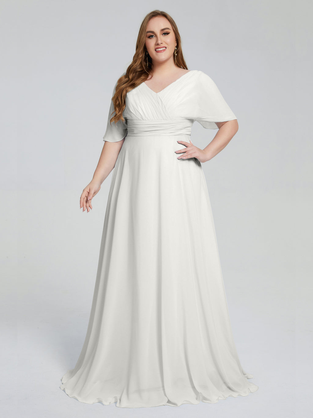 Daniela Sweep Train Plus Size Bridesmaid Dresses with Sleeves
