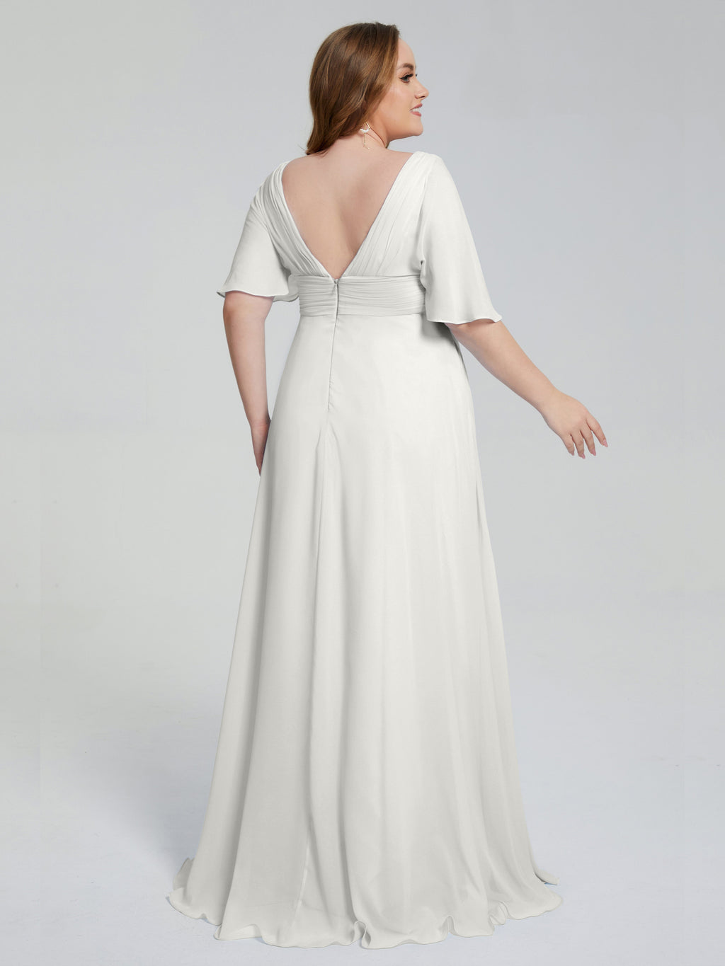 Daniela Sweep Train Plus Size Bridesmaid Dresses with Sleeves