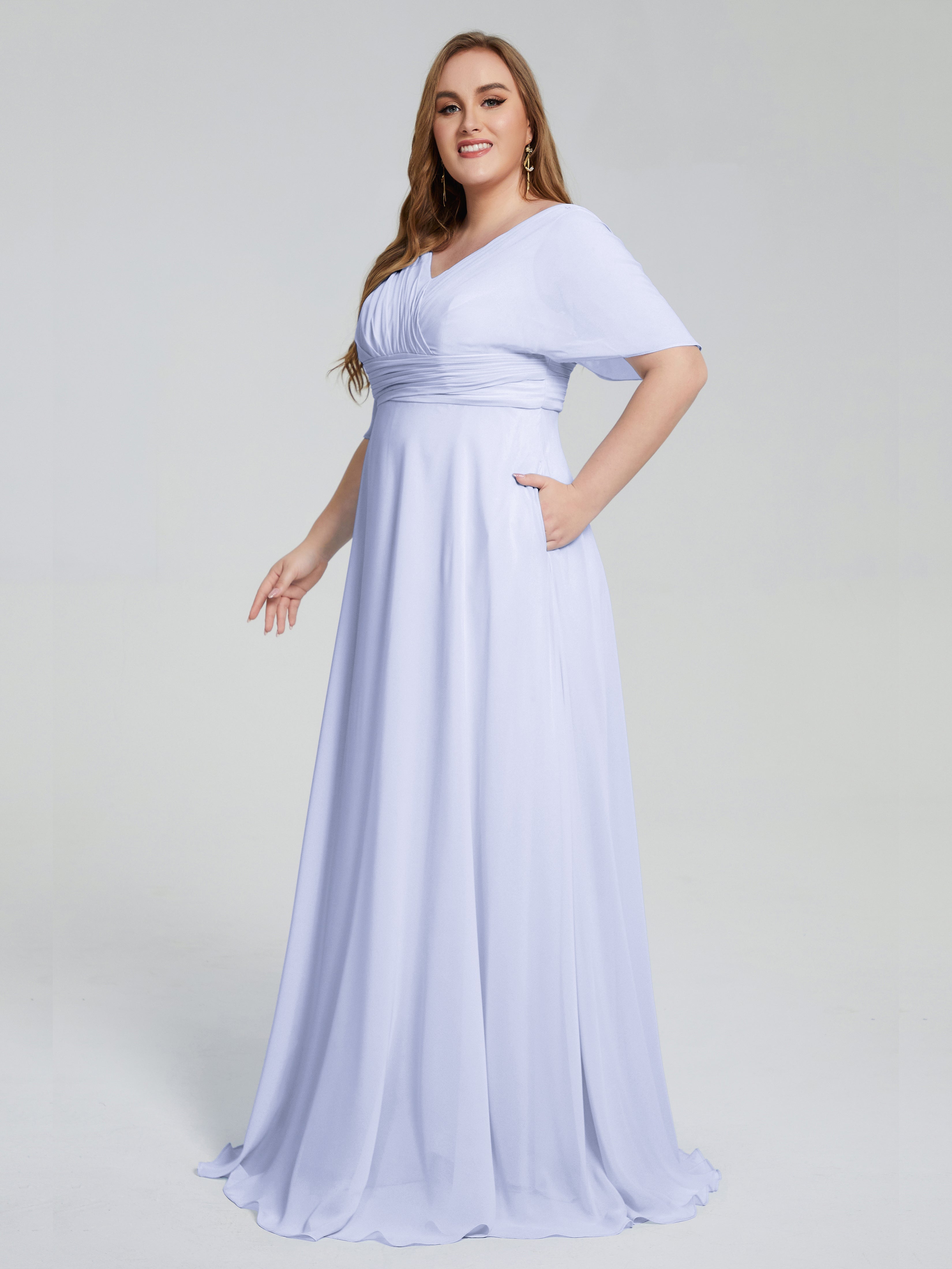 Daniela Sweep Train Plus Size Bridesmaid Dresses with Sleeves