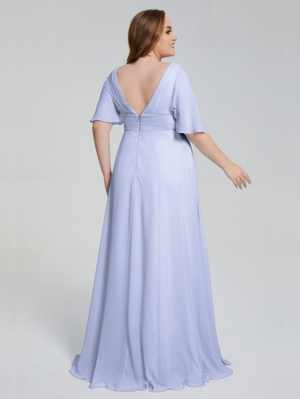 Daniela Sweep Train Plus Size Bridesmaid Dresses with Sleeves