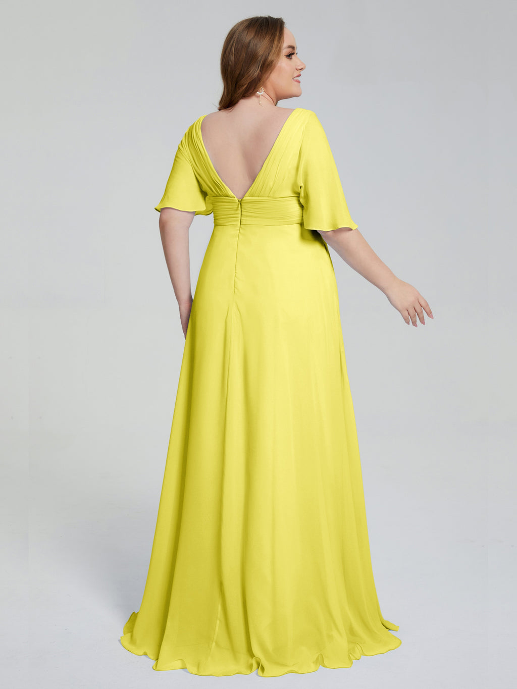 Daniela Sweep Train Plus Size Bridesmaid Dresses with Sleeves