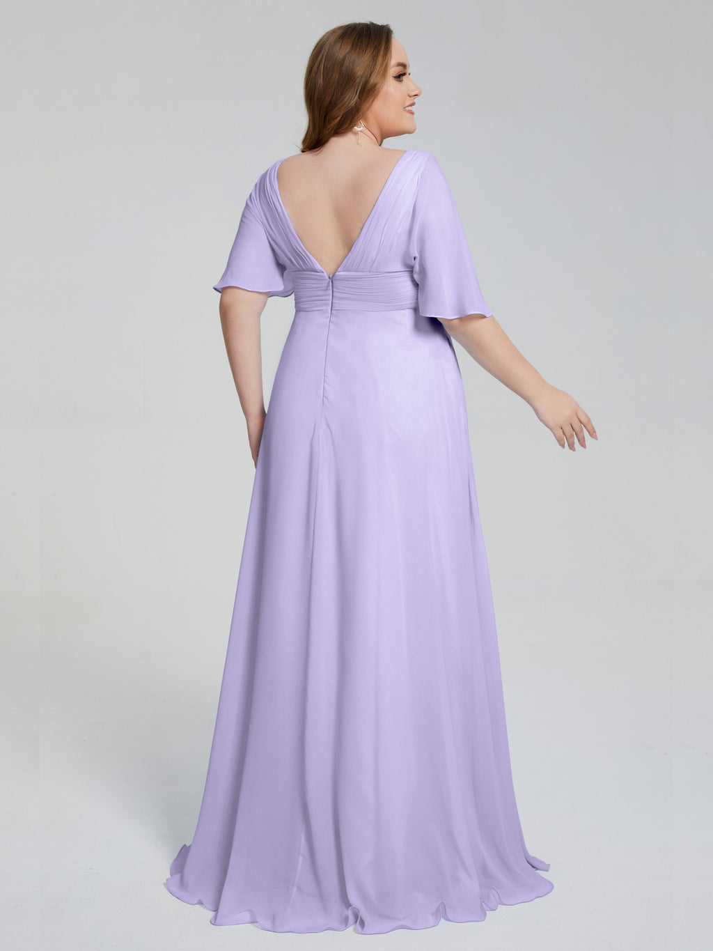 Daniela Sweep Train Plus Size Bridesmaid Dresses with Sleeves