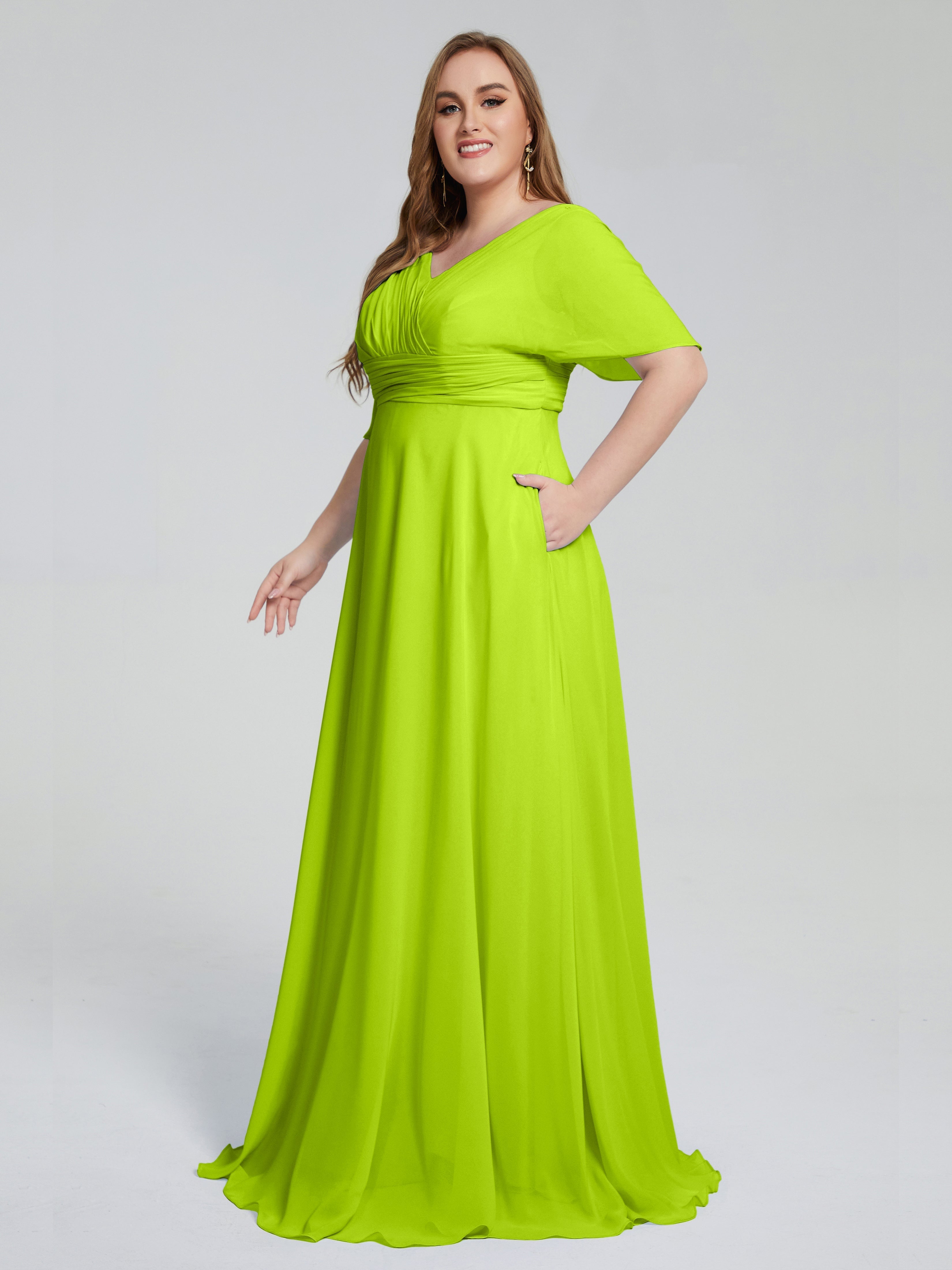 Daniela Sweep Train Plus Size Bridesmaid Dresses with Sleeves