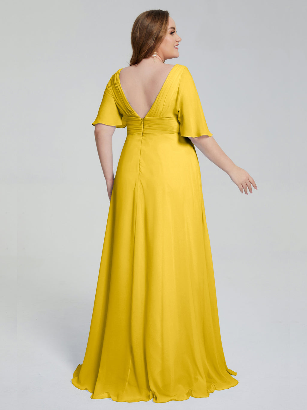 Daniela Sweep Train Plus Size Bridesmaid Dresses with Sleeves