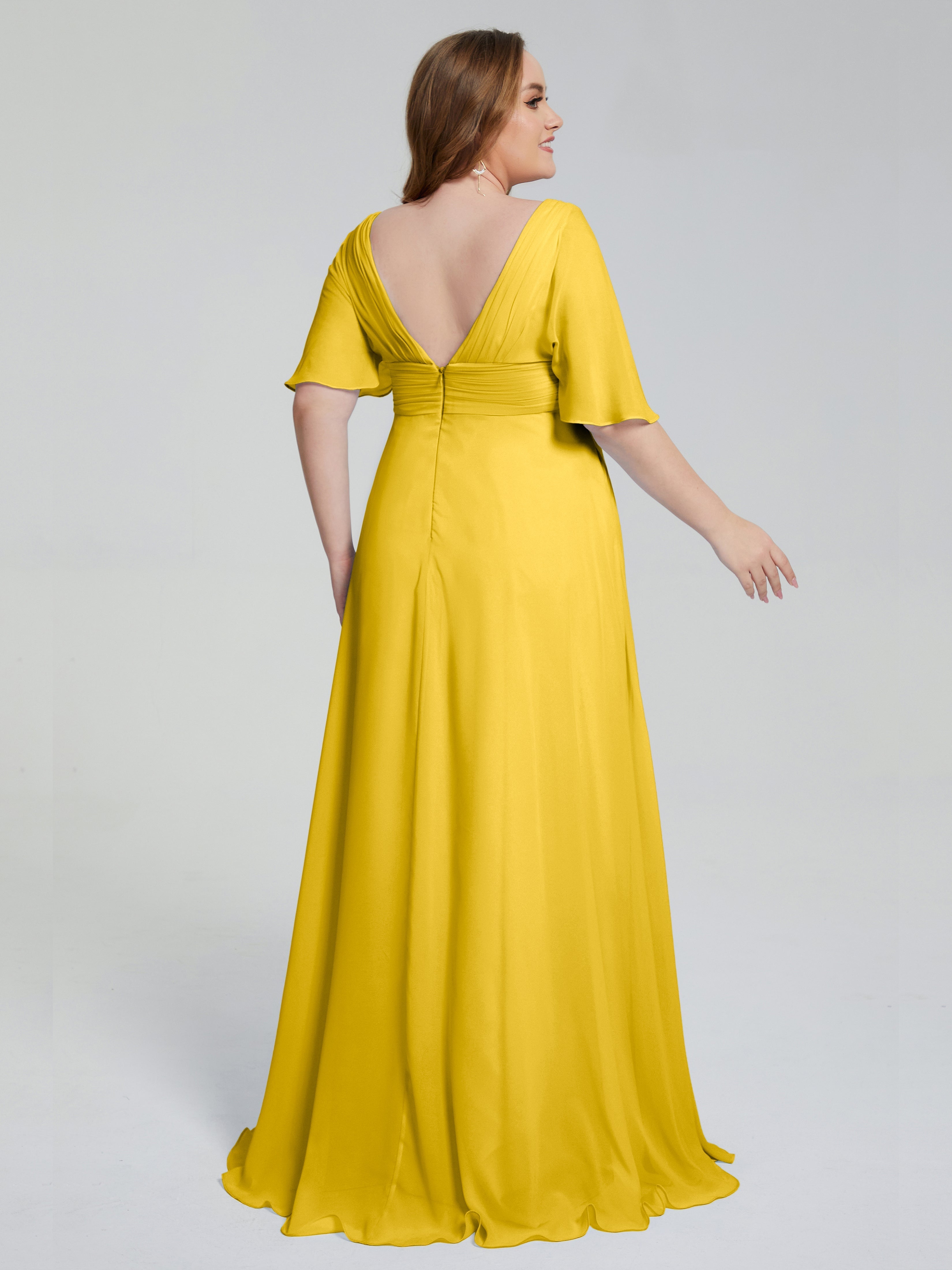 Daniela Sweep Train Plus Size Bridesmaid Dresses with Sleeves