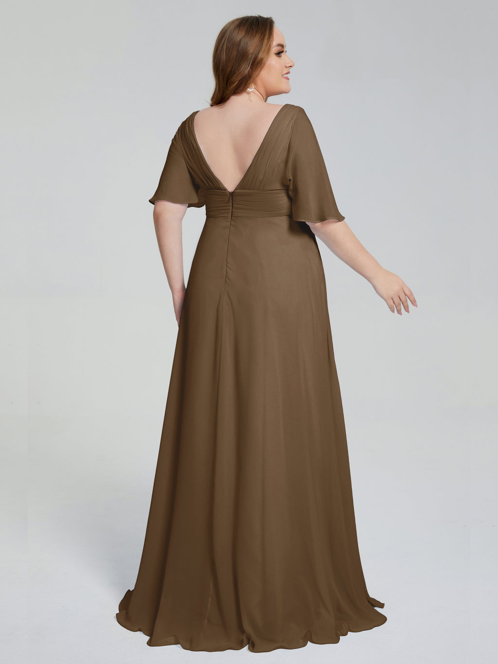 Daniela Sweep Train Plus Size Bridesmaid Dresses with Sleeves