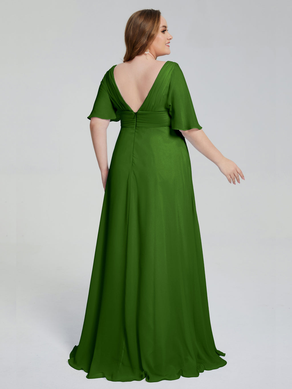 Daniela Sweep Train Plus Size Bridesmaid Dresses with Sleeves