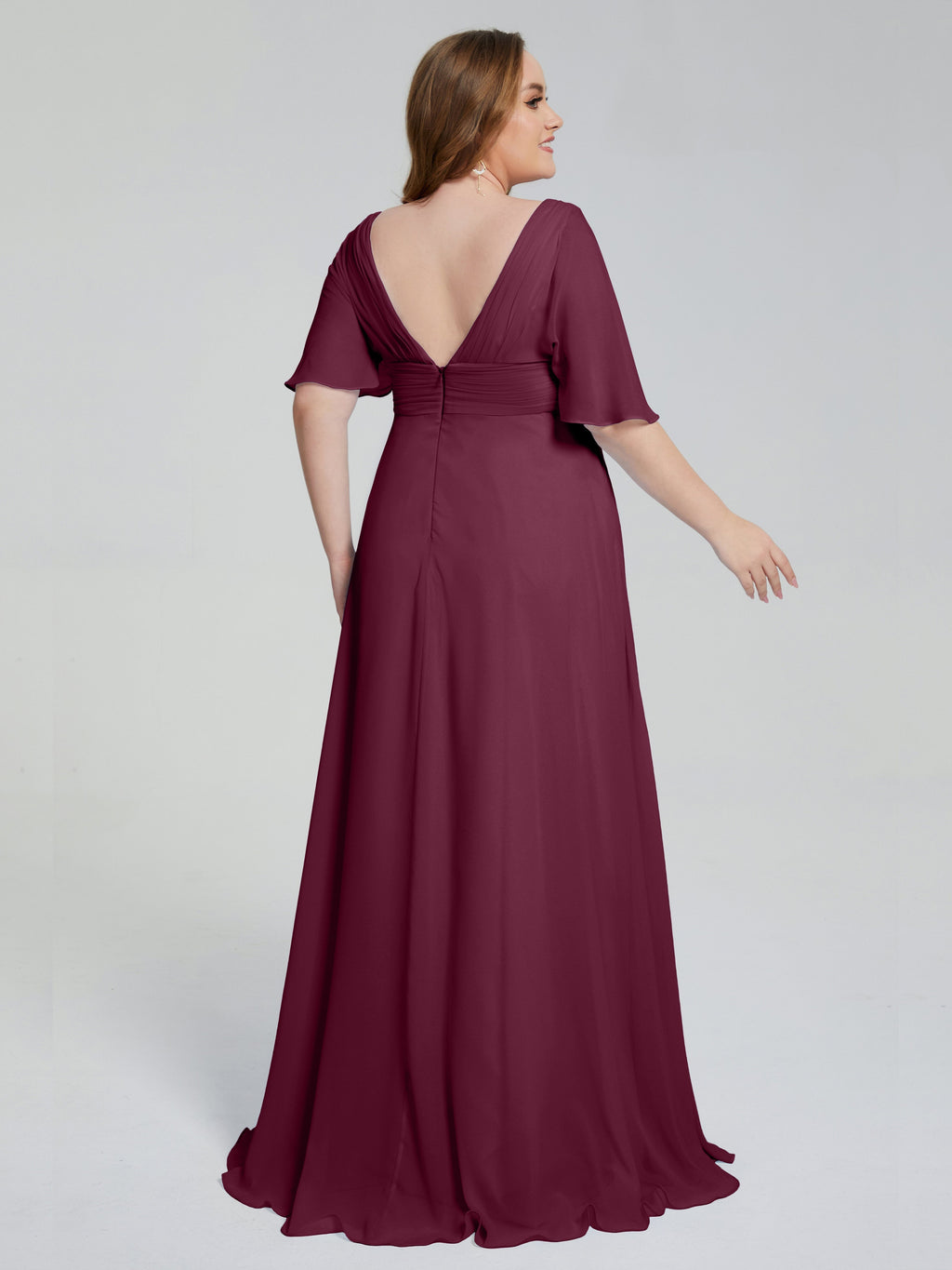 Daniela Sweep Train Plus Size Bridesmaid Dresses with Sleeves