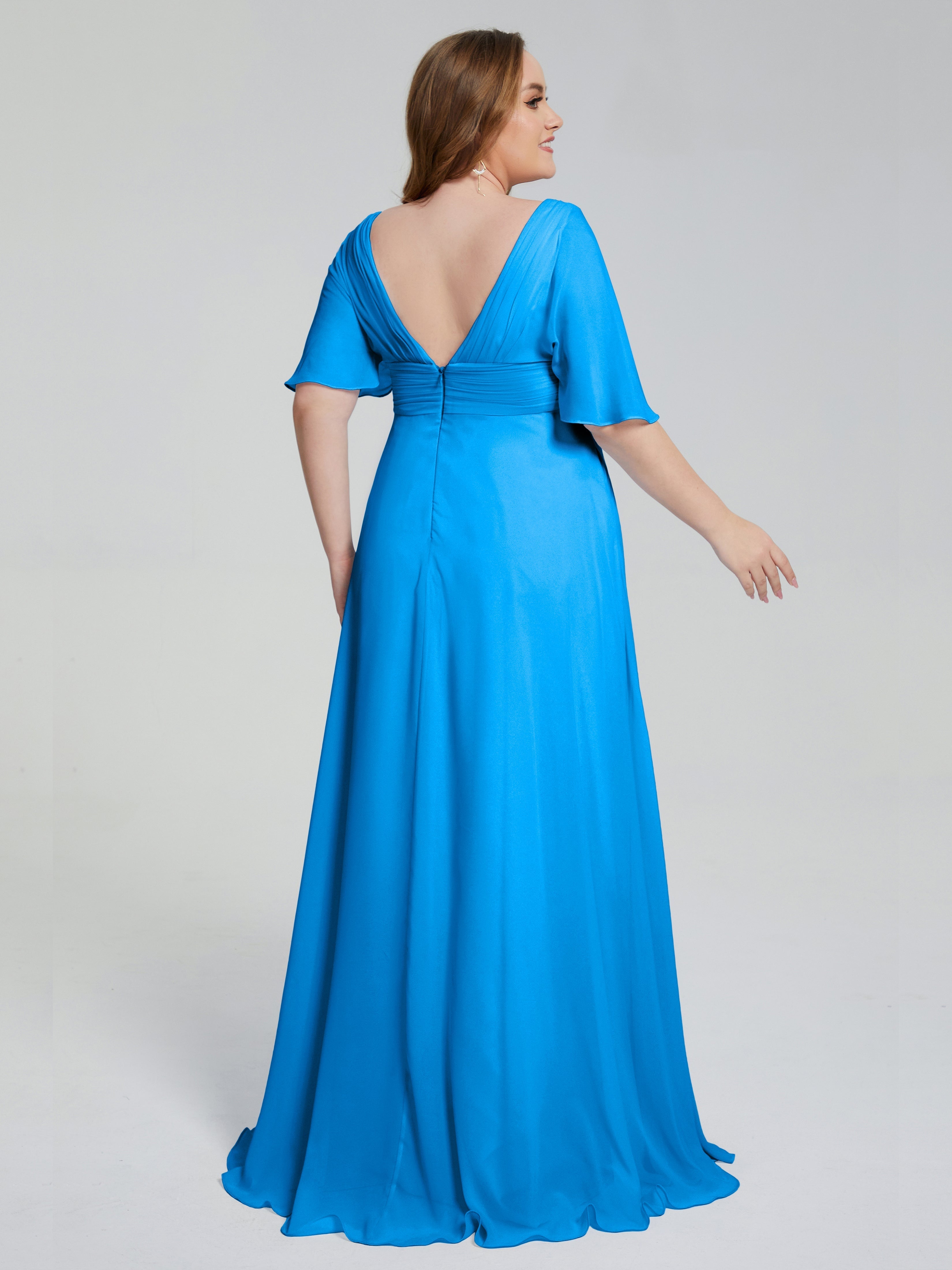 Daniela Sweep Train Plus Size Bridesmaid Dresses with Sleeves