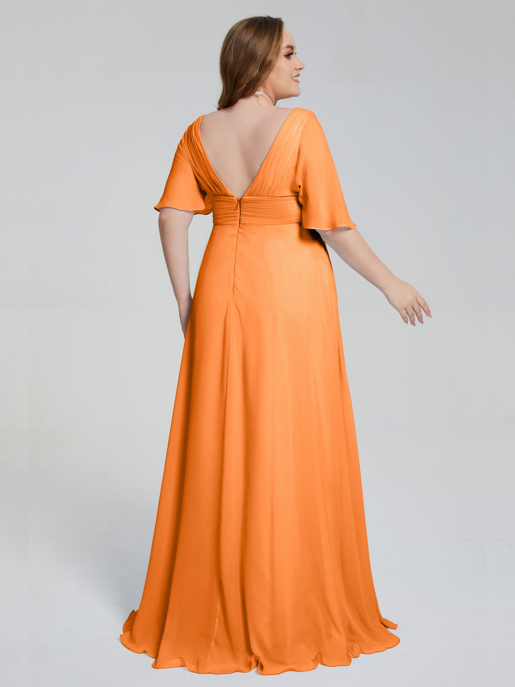 Daniela Sweep Train Plus Size Bridesmaid Dresses with Sleeves