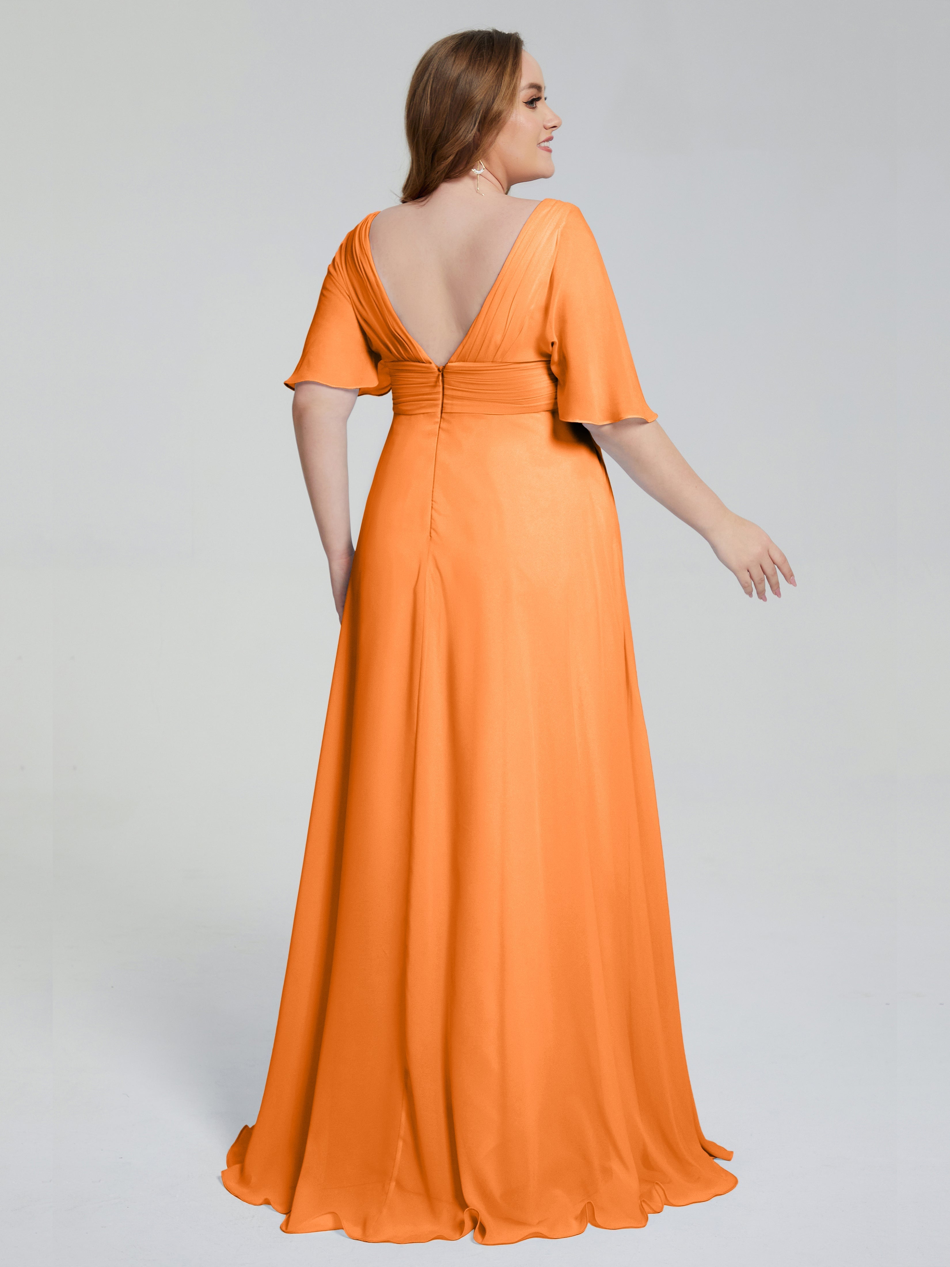 Daniela Sweep Train Plus Size Bridesmaid Dresses with Sleeves