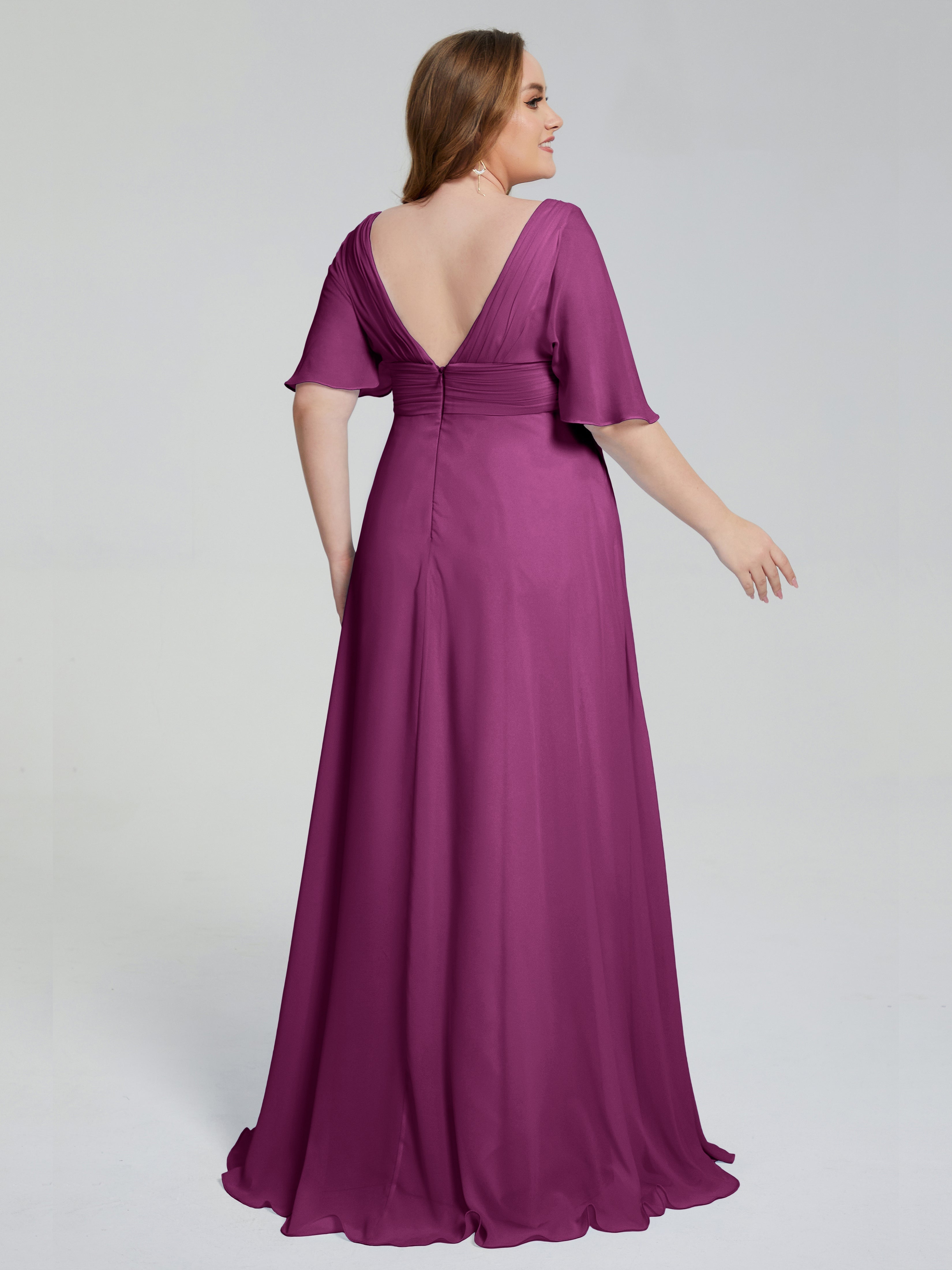 Daniela Sweep Train Plus Size Bridesmaid Dresses with Sleeves