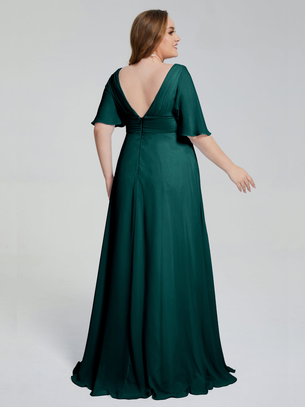 Daniela Sweep Train Plus Size Bridesmaid Dresses with Sleeves