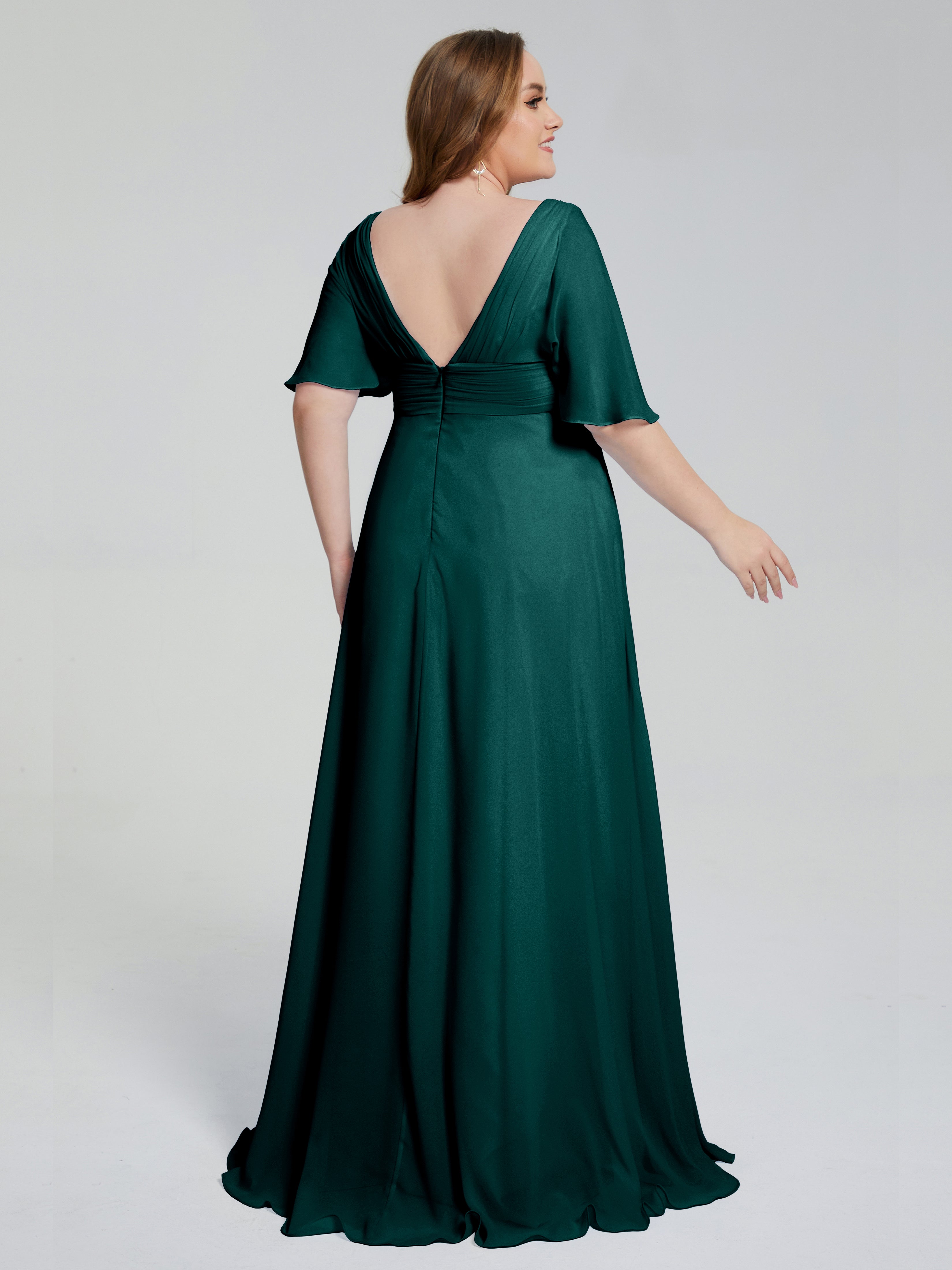 Daniela Sweep Train Plus Size Bridesmaid Dresses with Sleeves