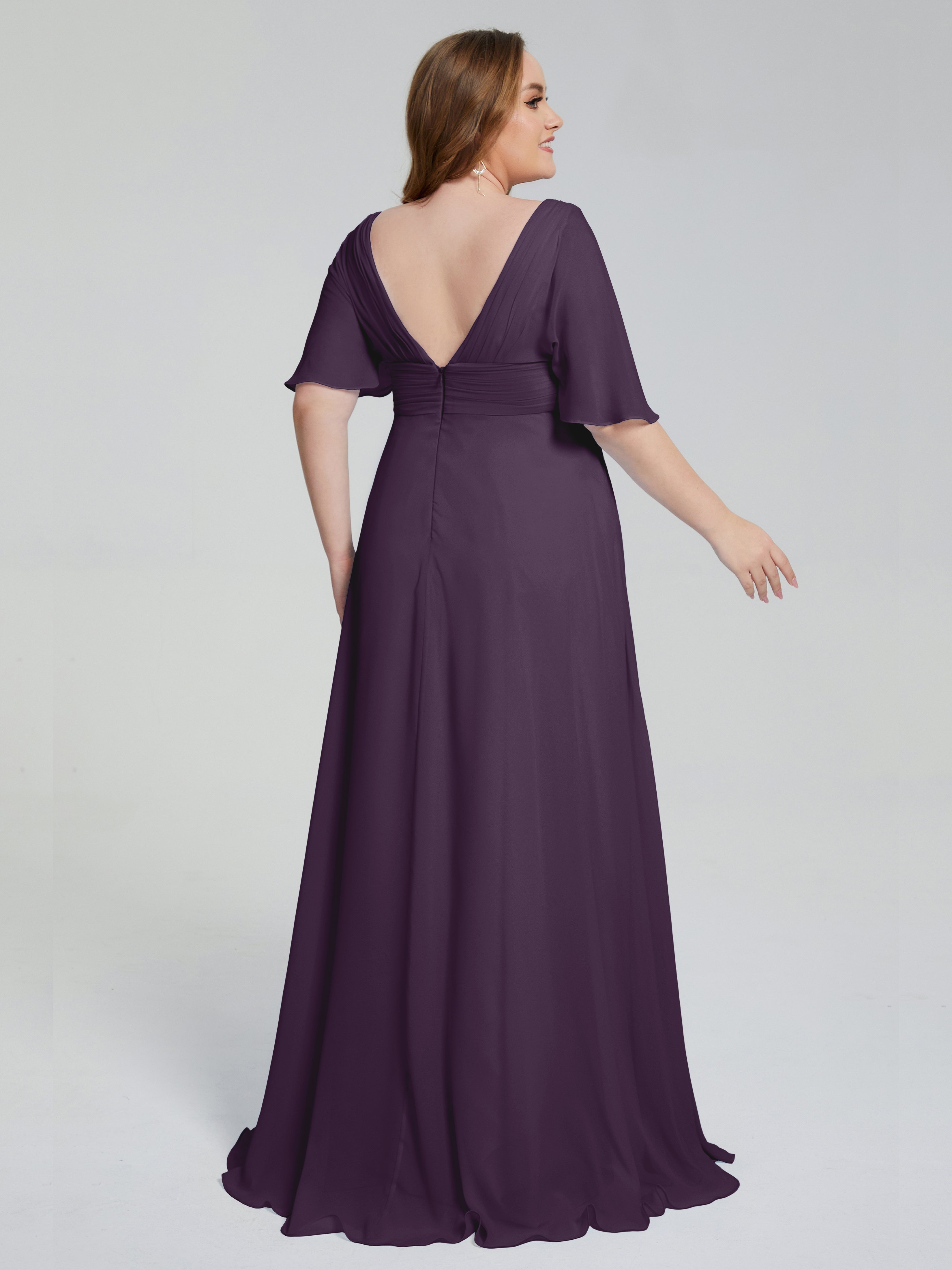 Daniela Sweep Train Plus Size Bridesmaid Dresses with Sleeves