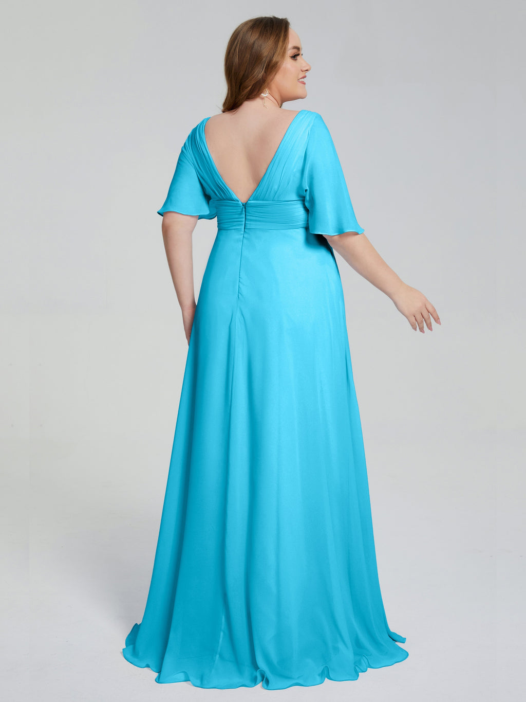Daniela Sweep Train Plus Size Bridesmaid Dresses with Sleeves