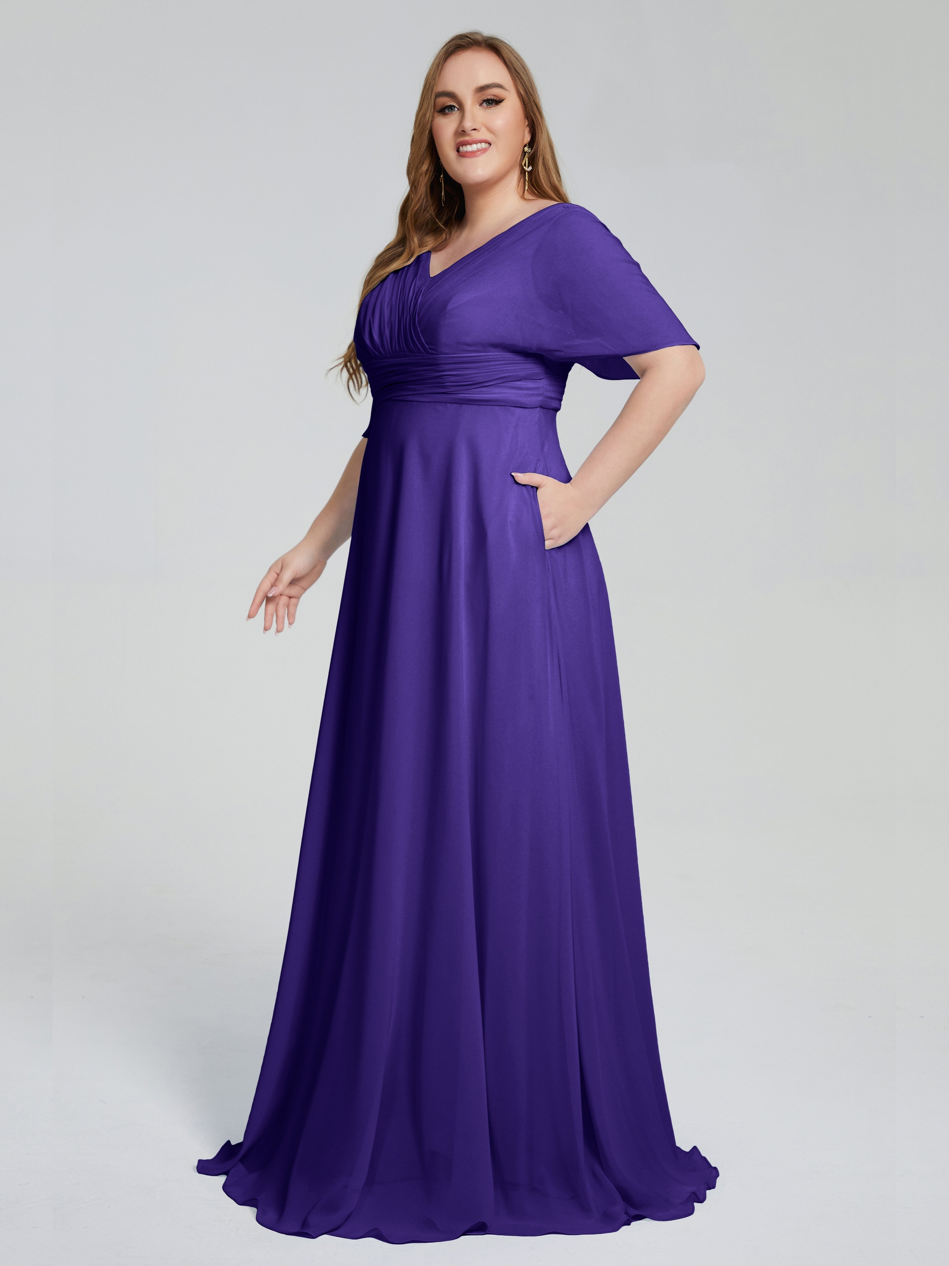 Daniela Sweep Train Plus Size Bridesmaid Dresses with Sleeves