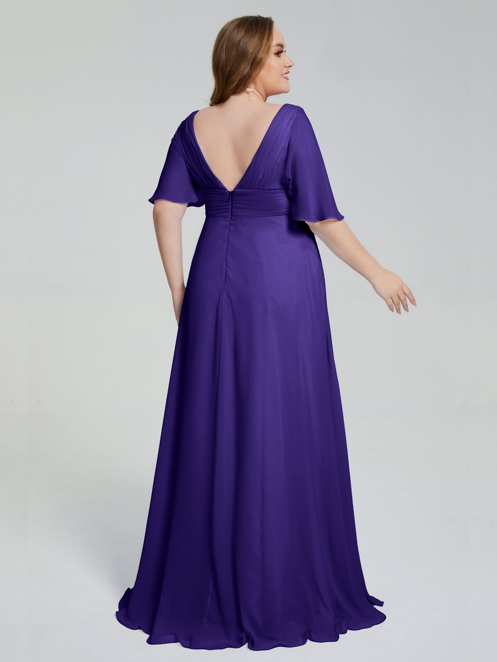 Daniela Sweep Train Plus Size Bridesmaid Dresses with Sleeves