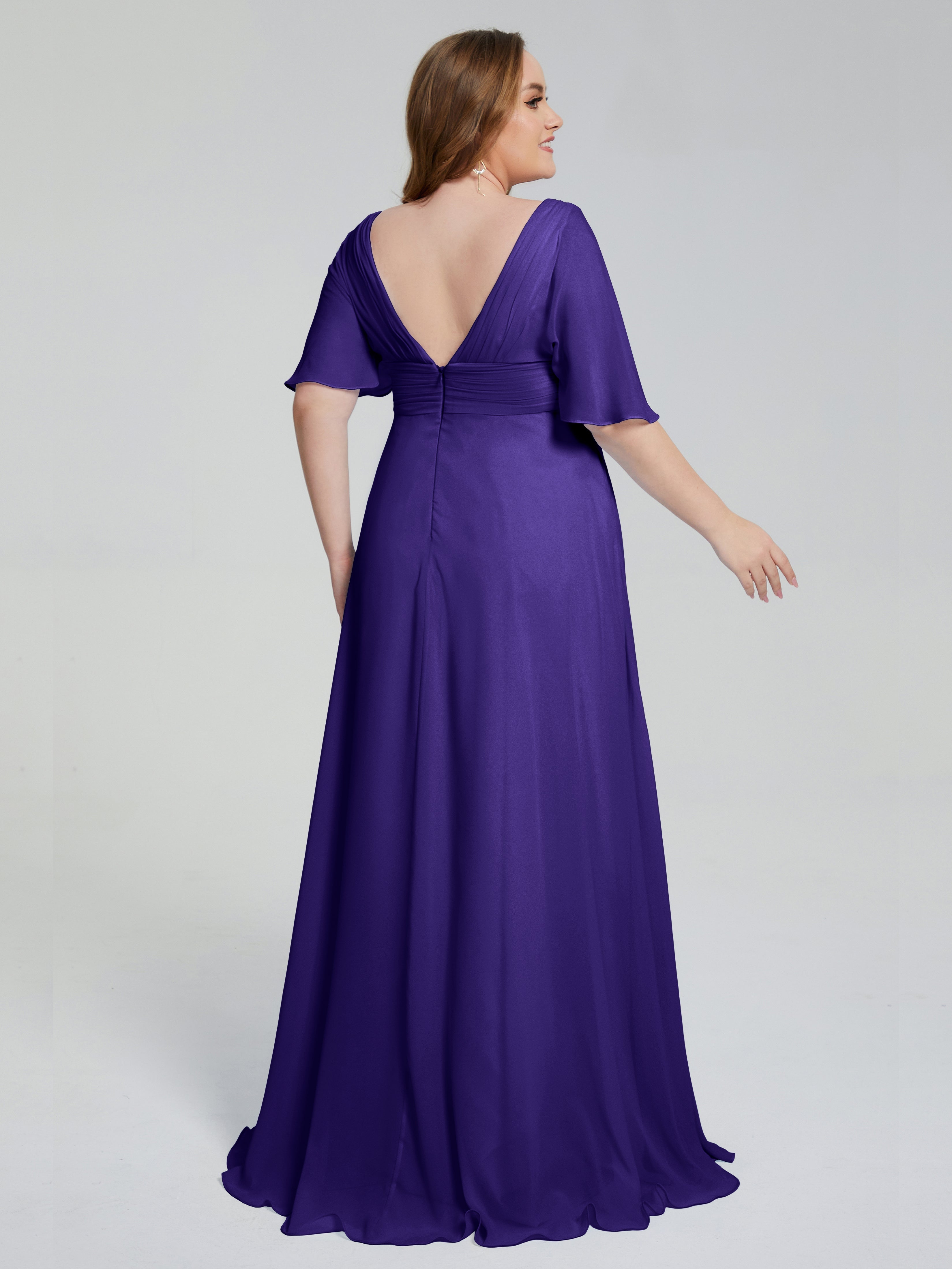Daniela Sweep Train Plus Size Bridesmaid Dresses with Sleeves