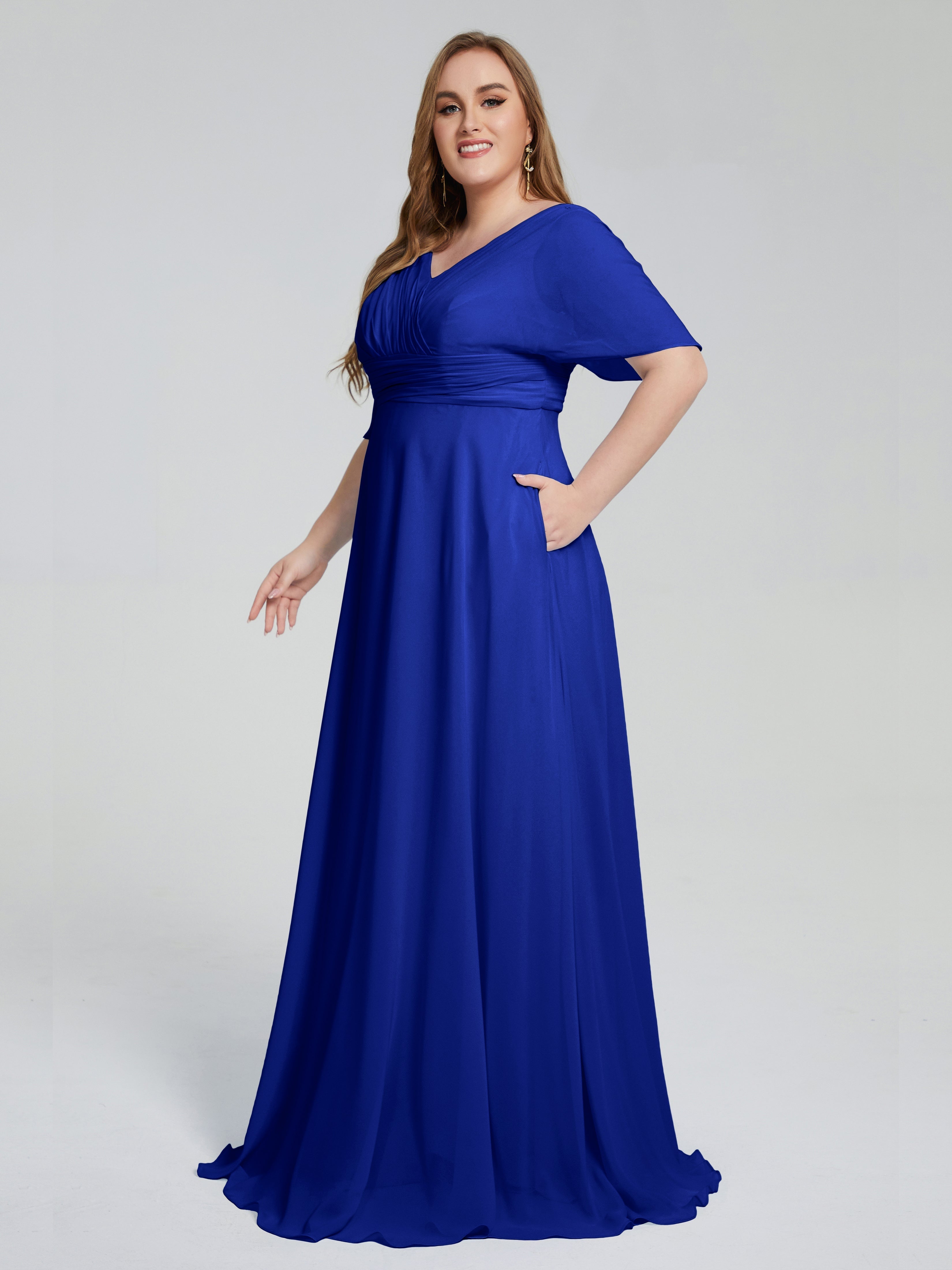 Daniela Sweep Train Plus Size Bridesmaid Dresses with Sleeves