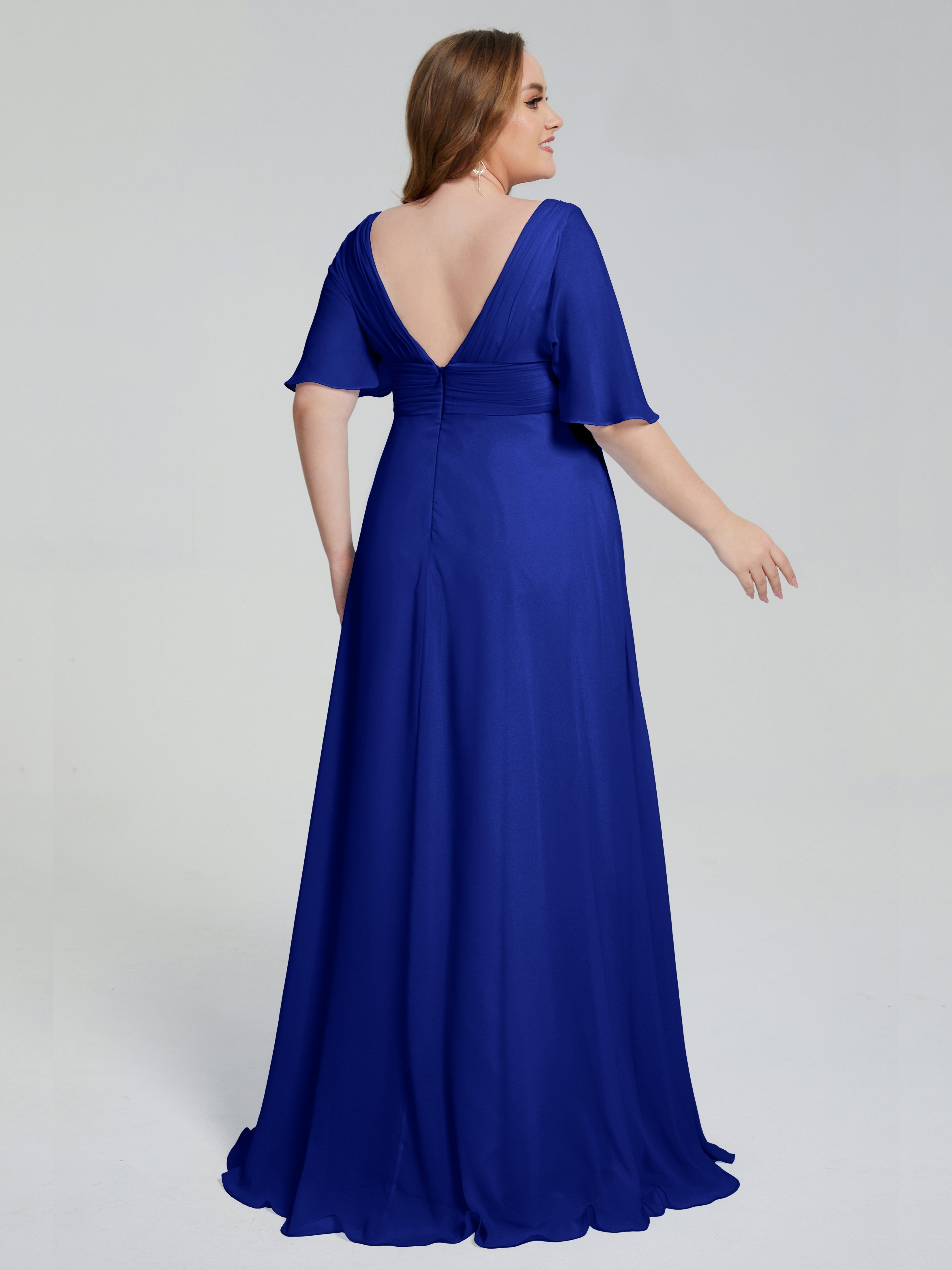 Daniela Sweep Train Plus Size Bridesmaid Dresses with Sleeves